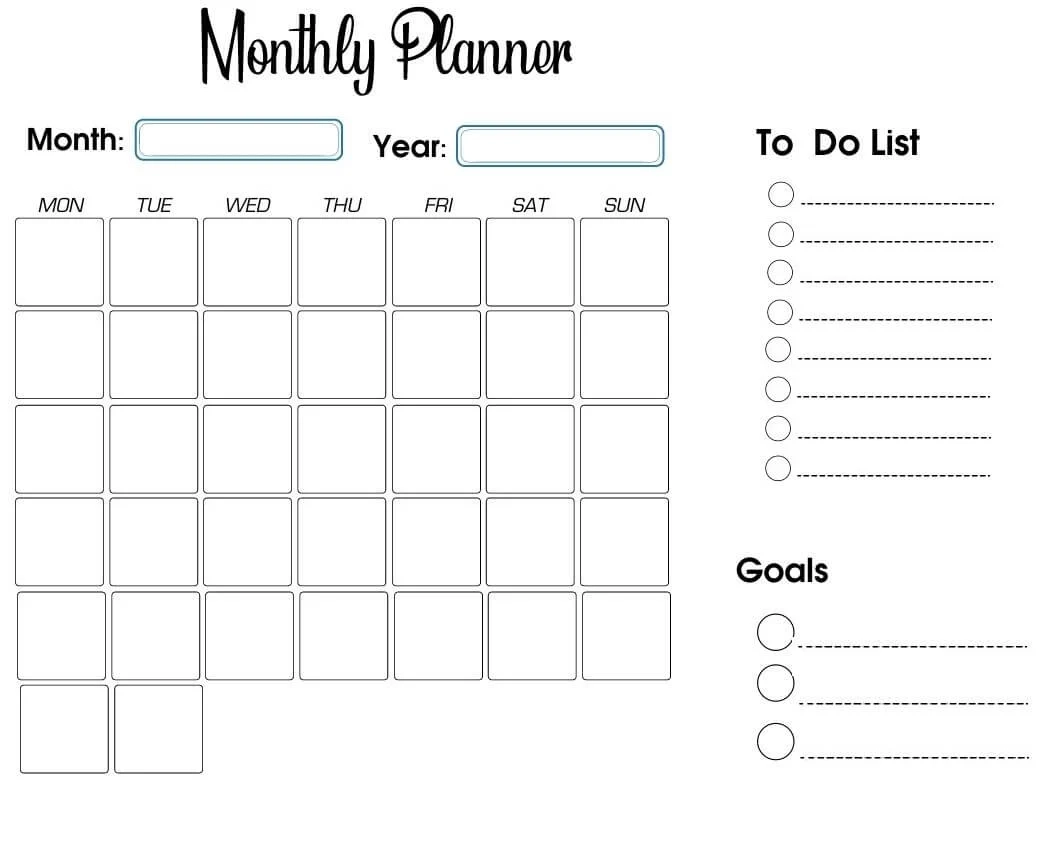 Printable Mini Calendar List Printable Mini Calendar List