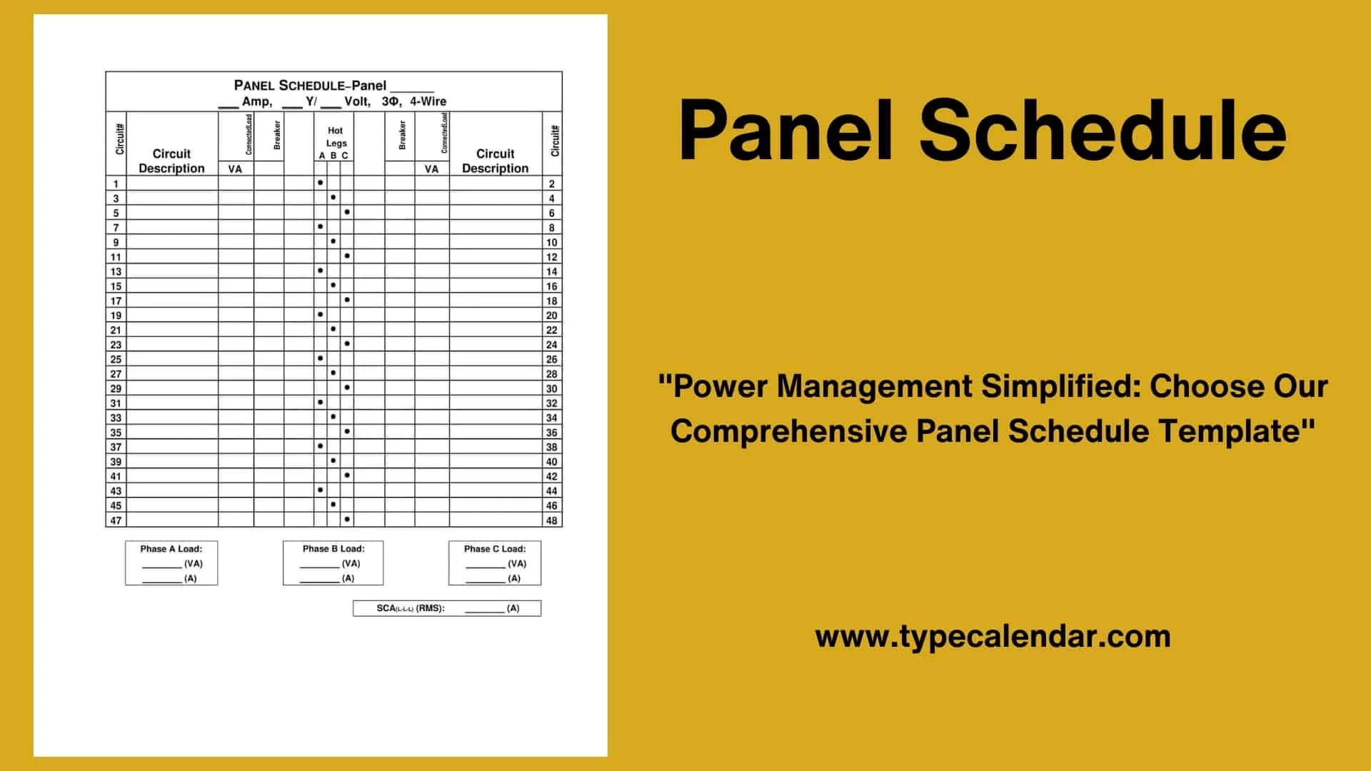 Free Printable Panel Schedule Templates PDF Excel Sample Free Printable Panel Schedule Templates PDF Excel Sample