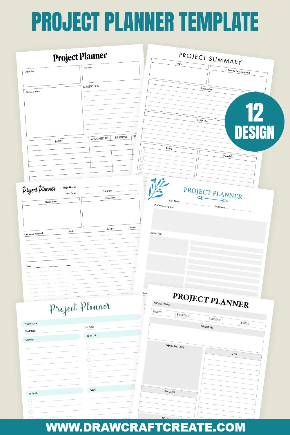 Free Printable Project Planner Template 12 Design Draw Craft Create