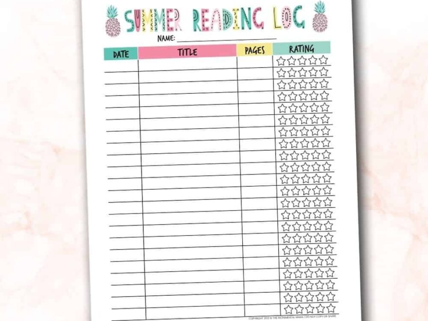 Free Printable Summer Reading Log To Encourage Reading
