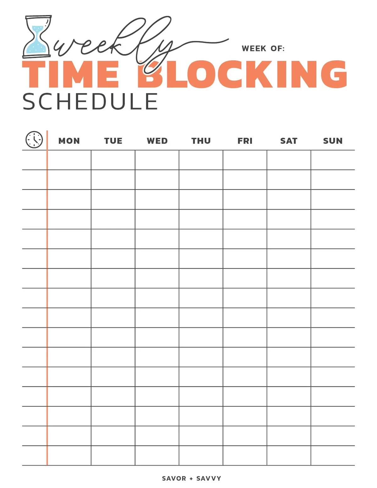Free Printable Time Blocking Templates Your Ultimate Guide To Productivity Savor Savvy