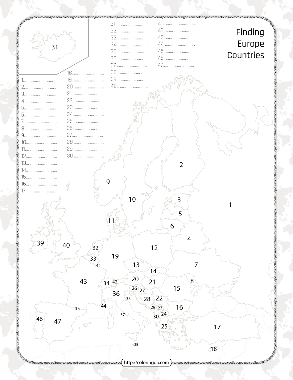 European Map Quiz Printable