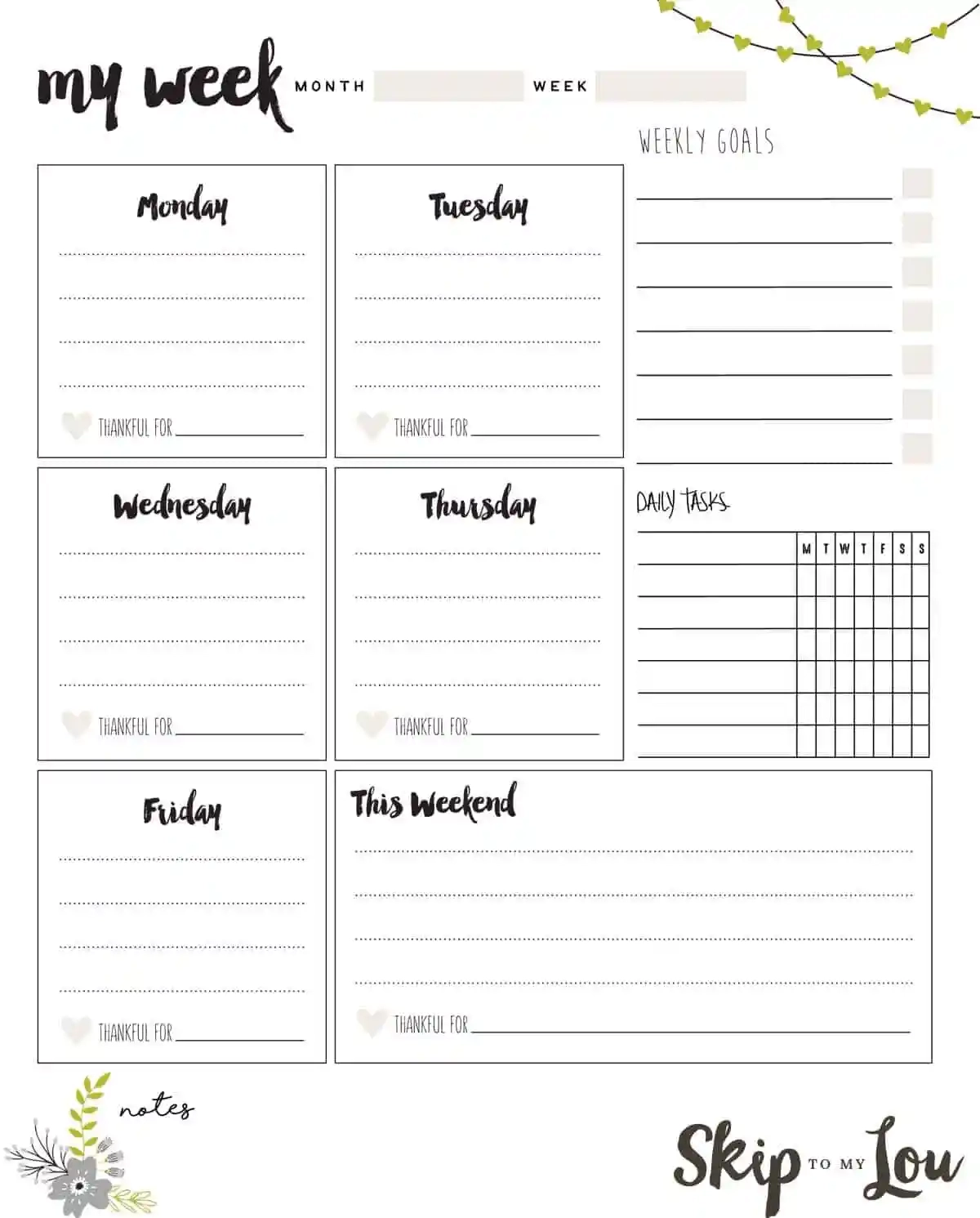 Free Planner Weekly Printables