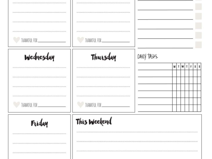 Free Printable Weekly Planner Skip To My Lou Worksheets Library
