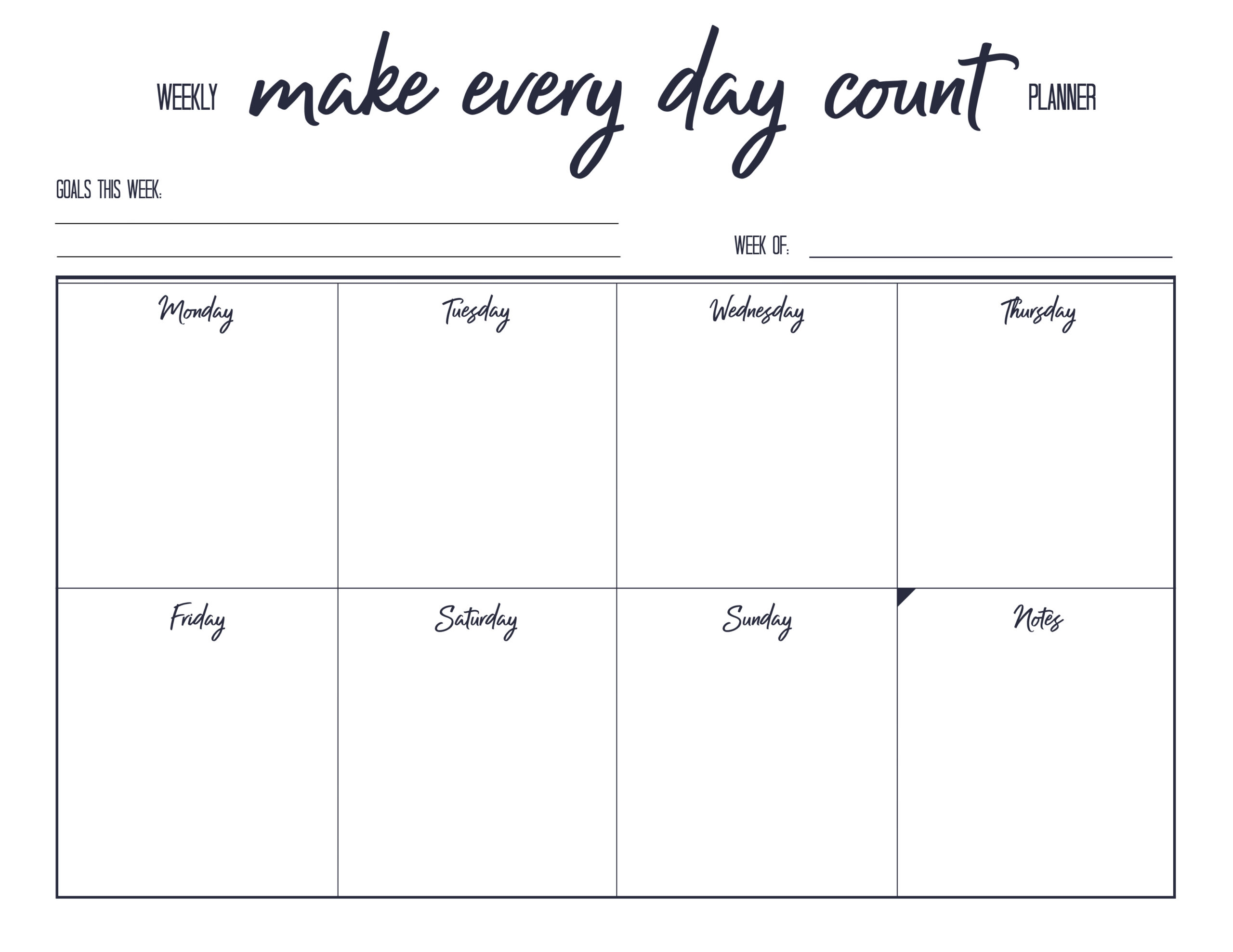 Free Sunday Through Saturday Printable Schedule