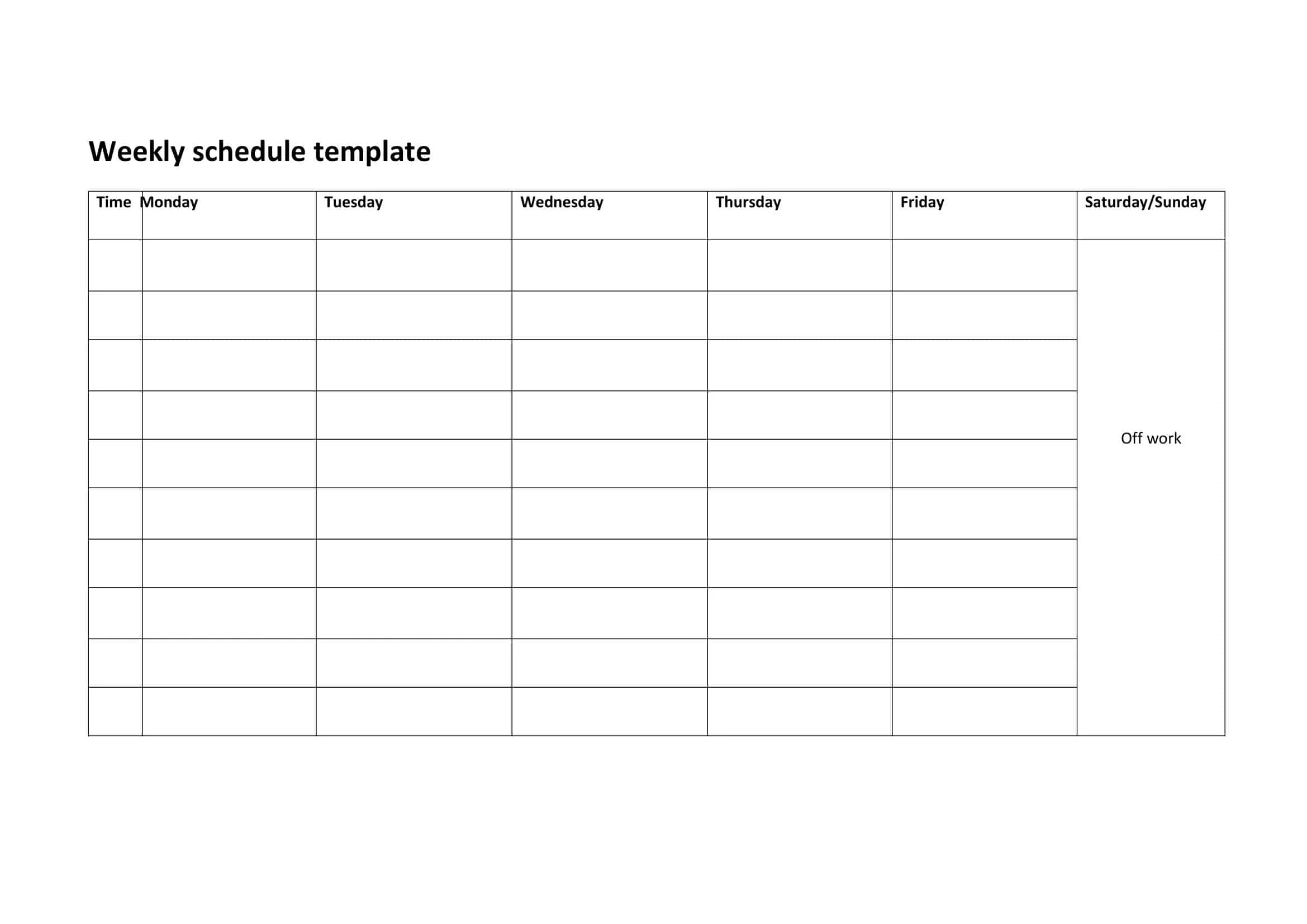Free Printable Weekly Schedule Templates Excel PDF Word 