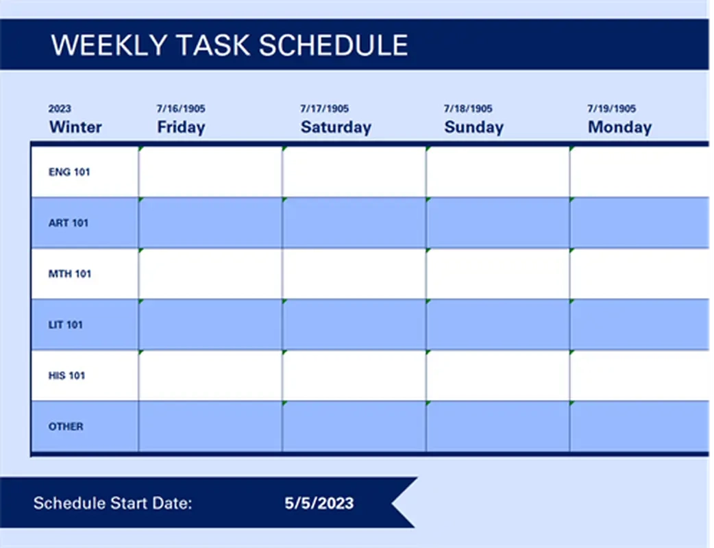Free Printable Schedule Forms