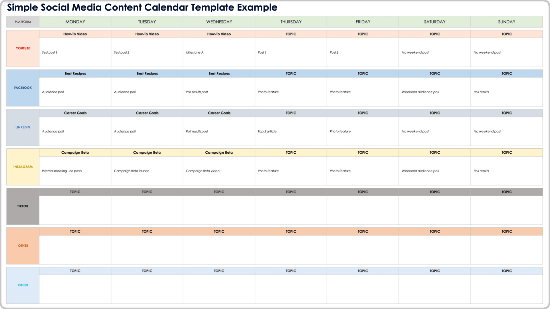 Free Social Media Weekly Planner Printable