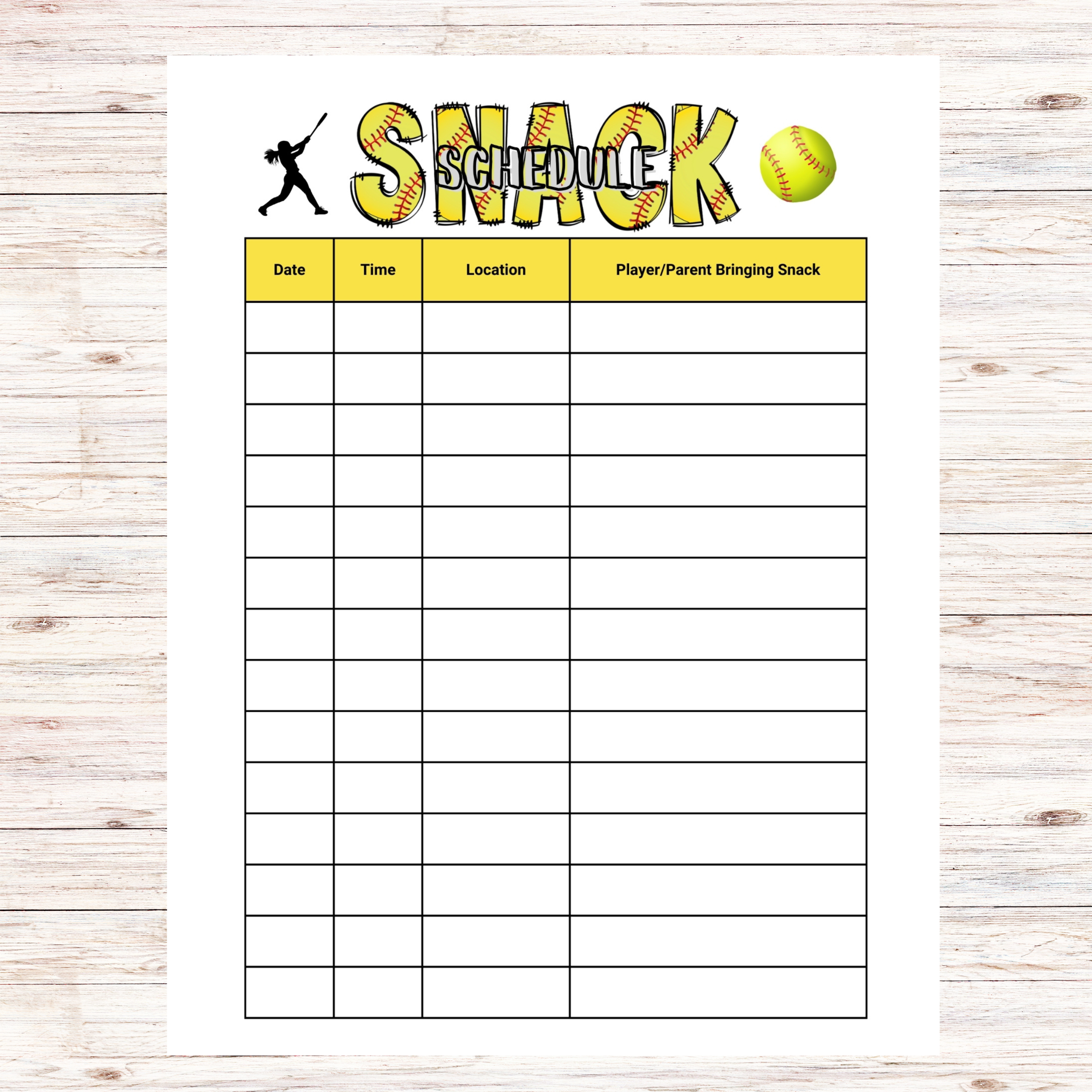 Free Snack Schedule Template Printable