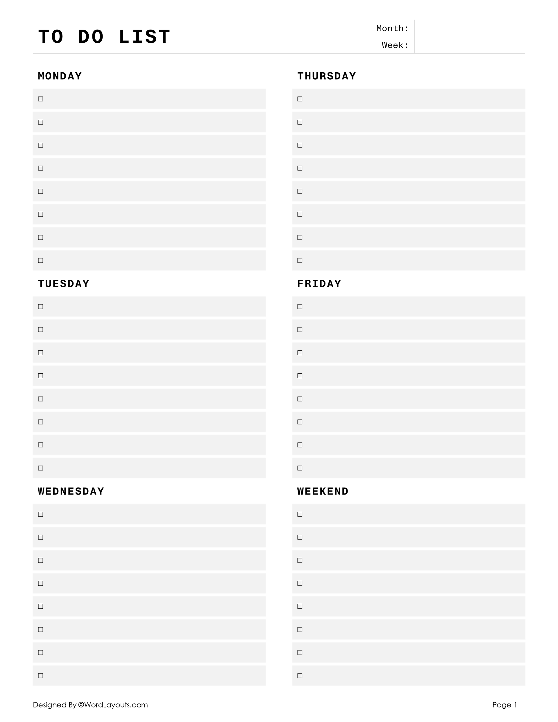 Free To Do List Templates Edit Printable 