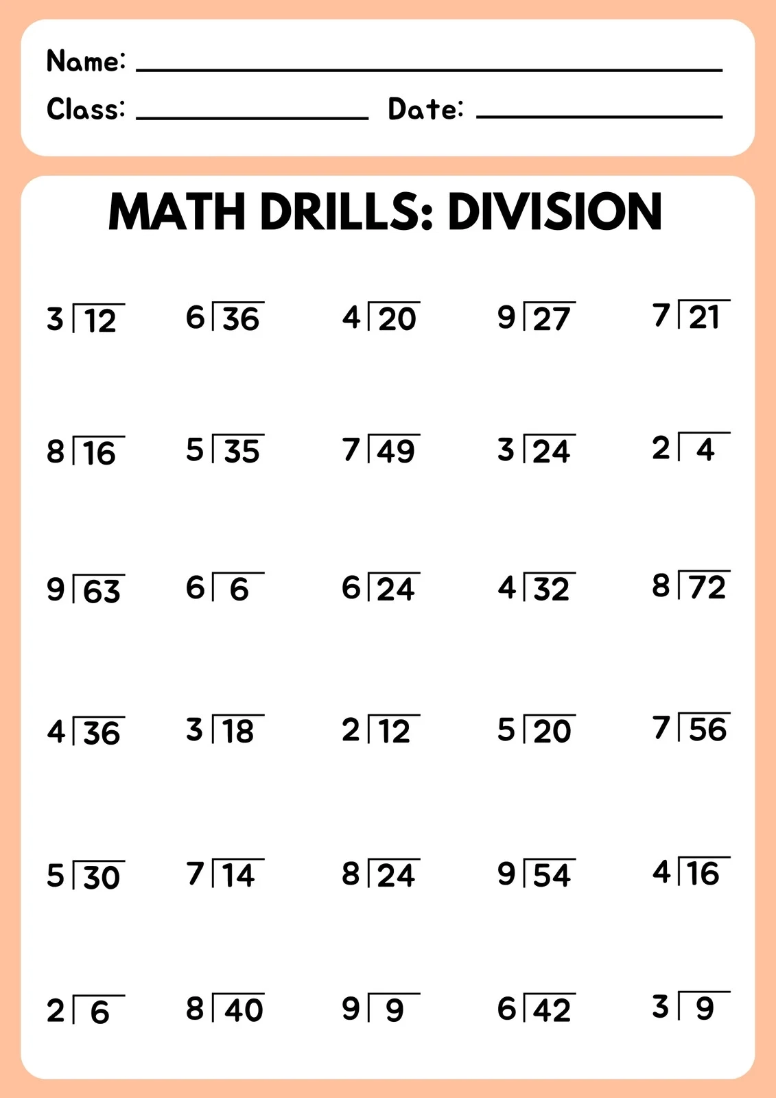 Multiplication And Division Practice Printable Sheets