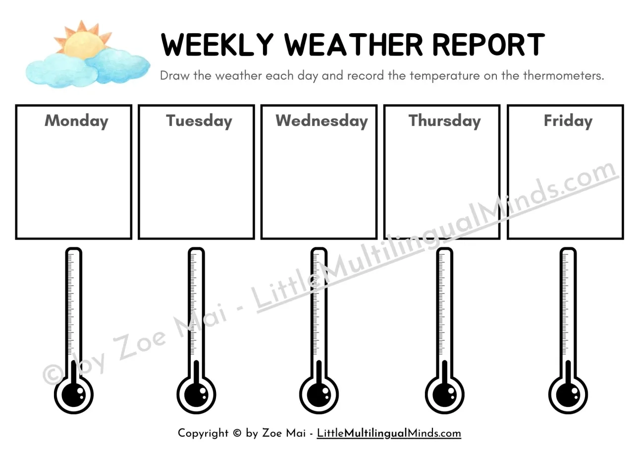 Preschool Weather Chart Printable