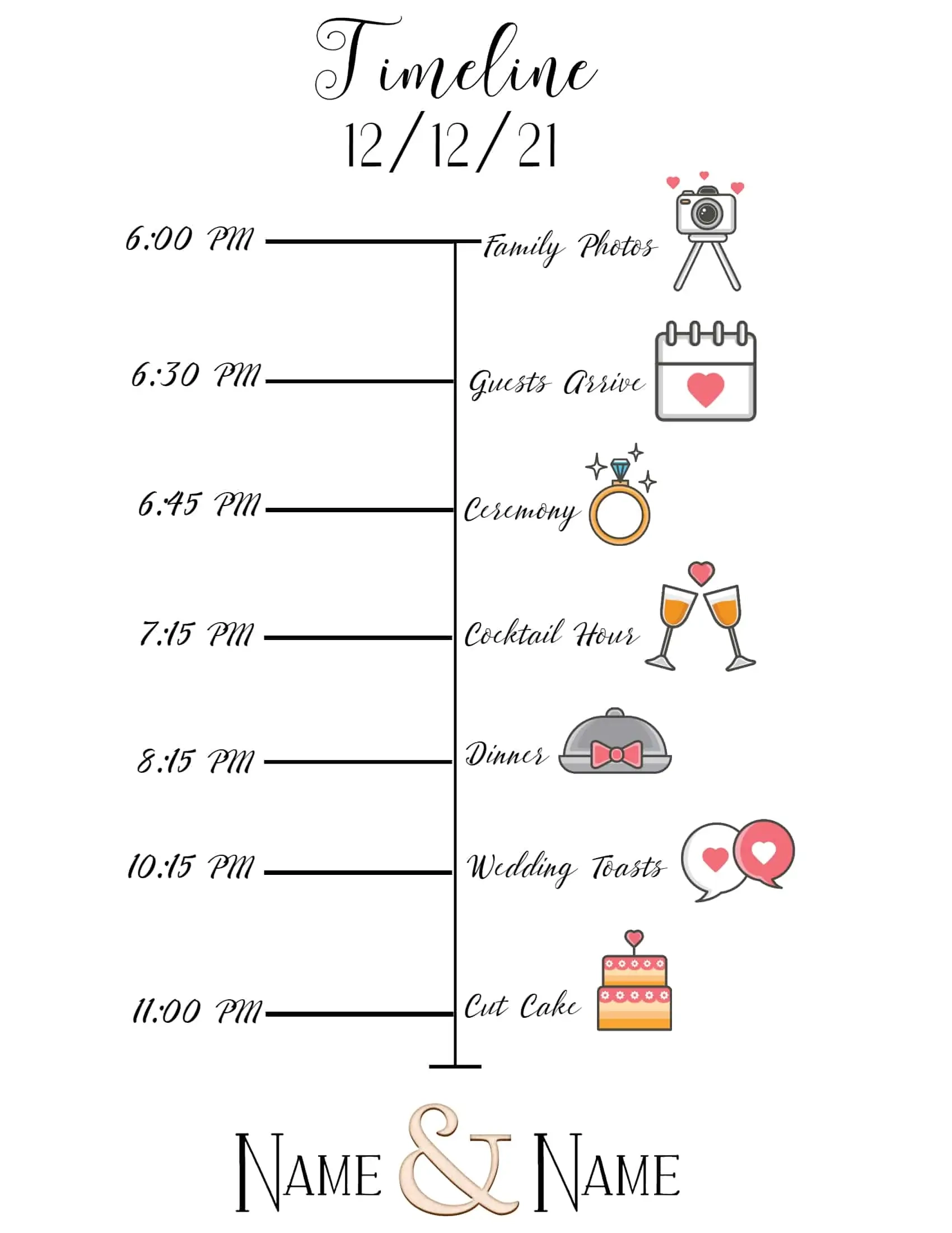 Free Printable Wedding Day Time Schedule