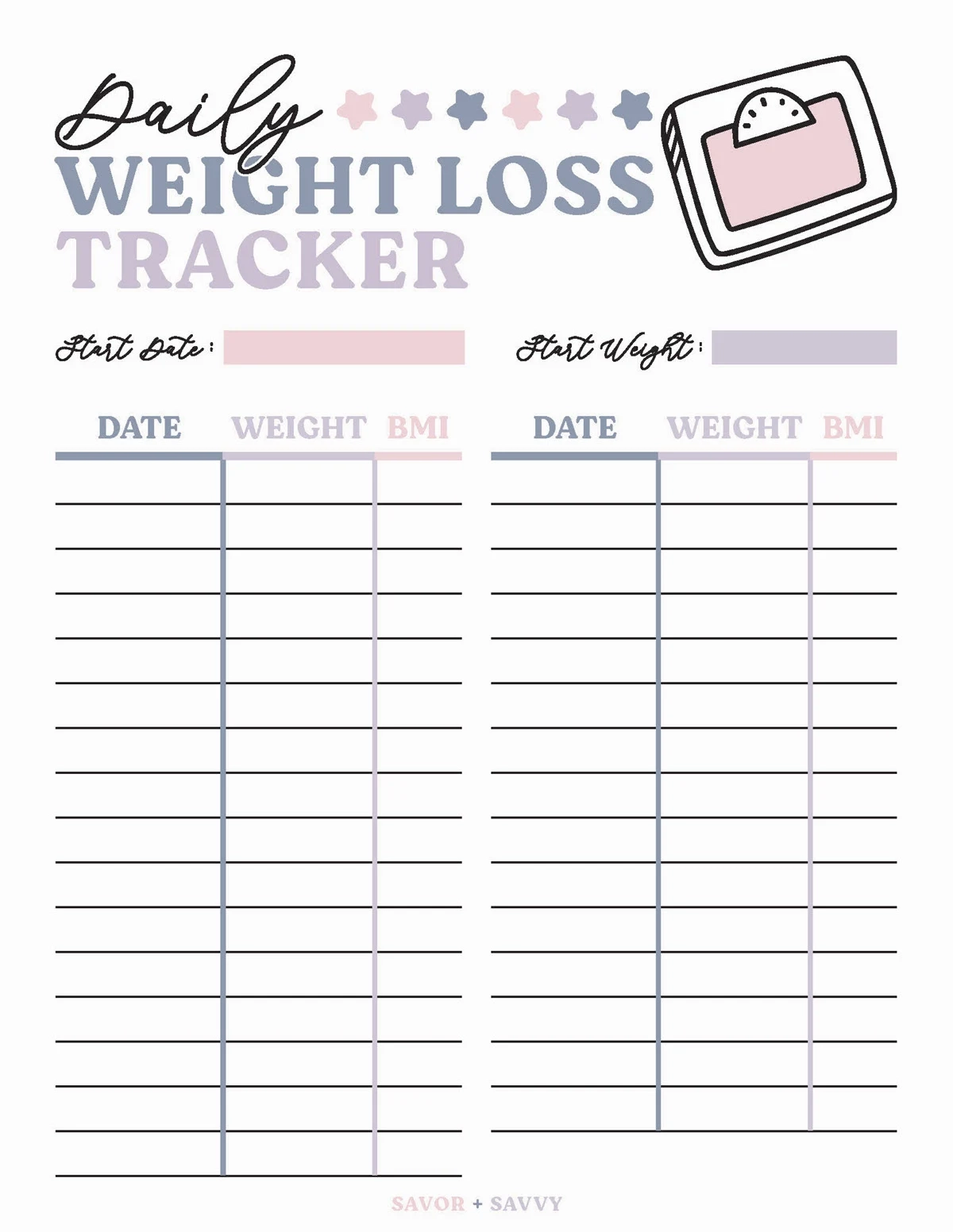 Free Printable Weight Loss Charts Graph