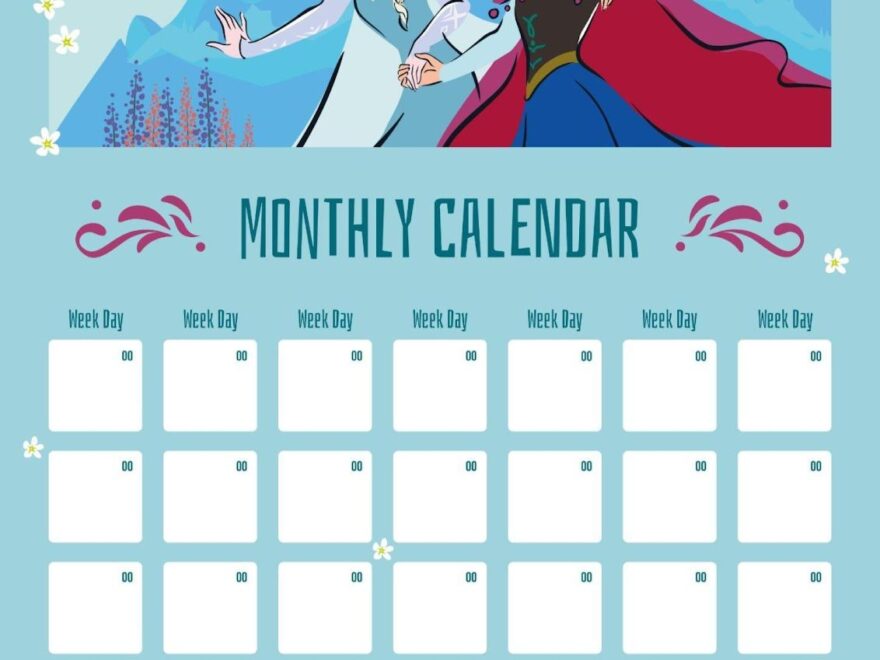 Frozen Ice Adventure Monthly Calendar Presentation
