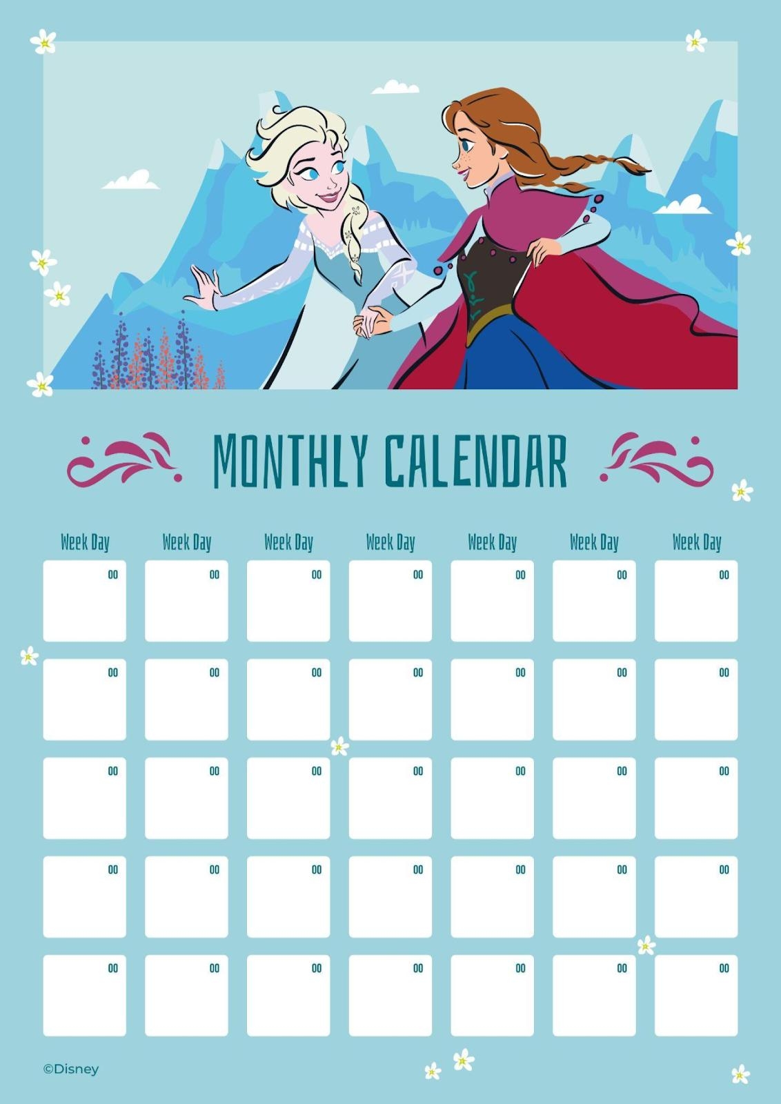 Frozen Ice Adventure Monthly Calendar Presentation