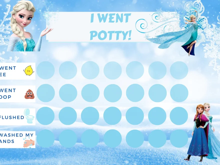 Frozen Potty Training Chart Printable Toilet Training Chart Toileting Reward Chart Instant Download Elsa Reward Chart Etsy