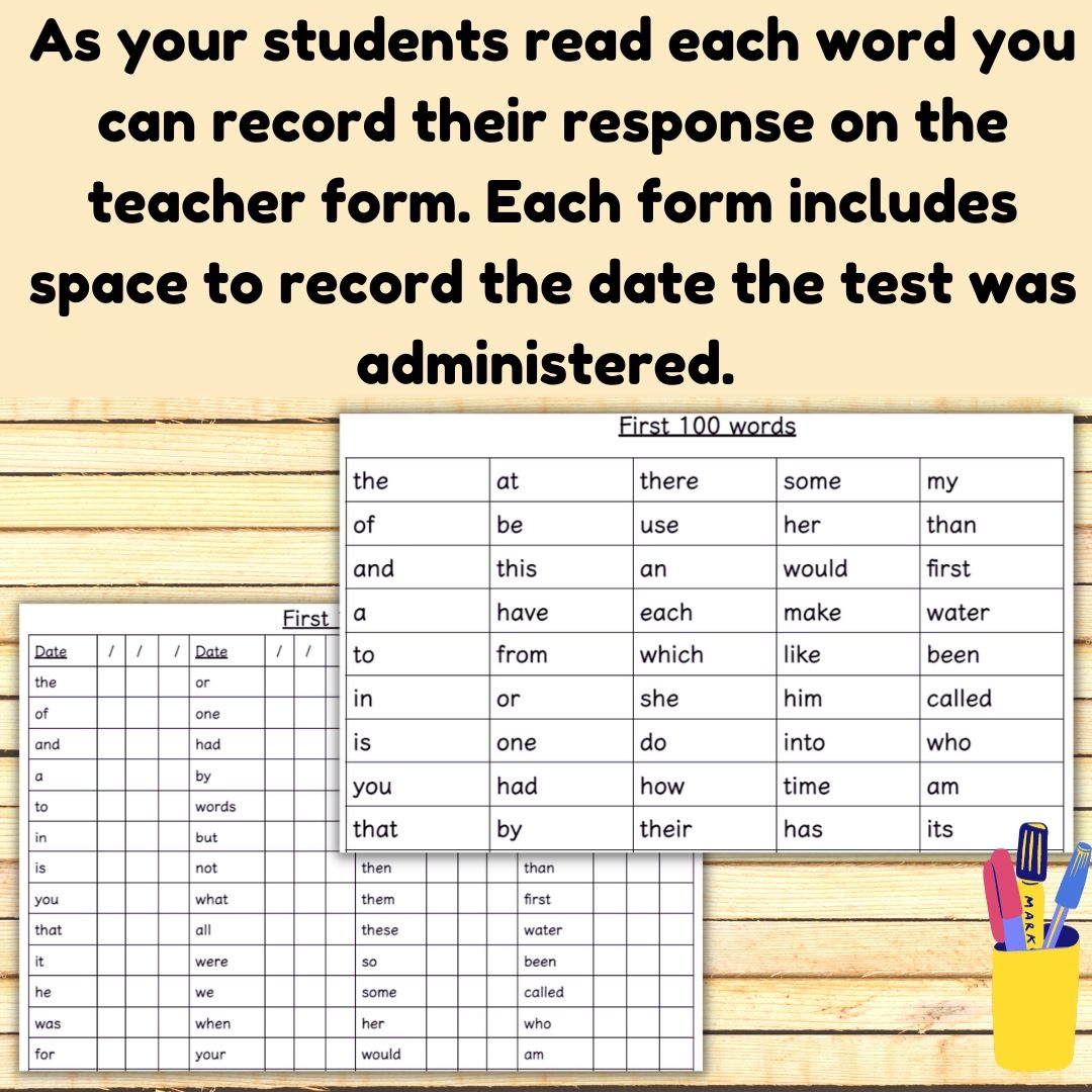 Printable 100 Word List Recording Sheet