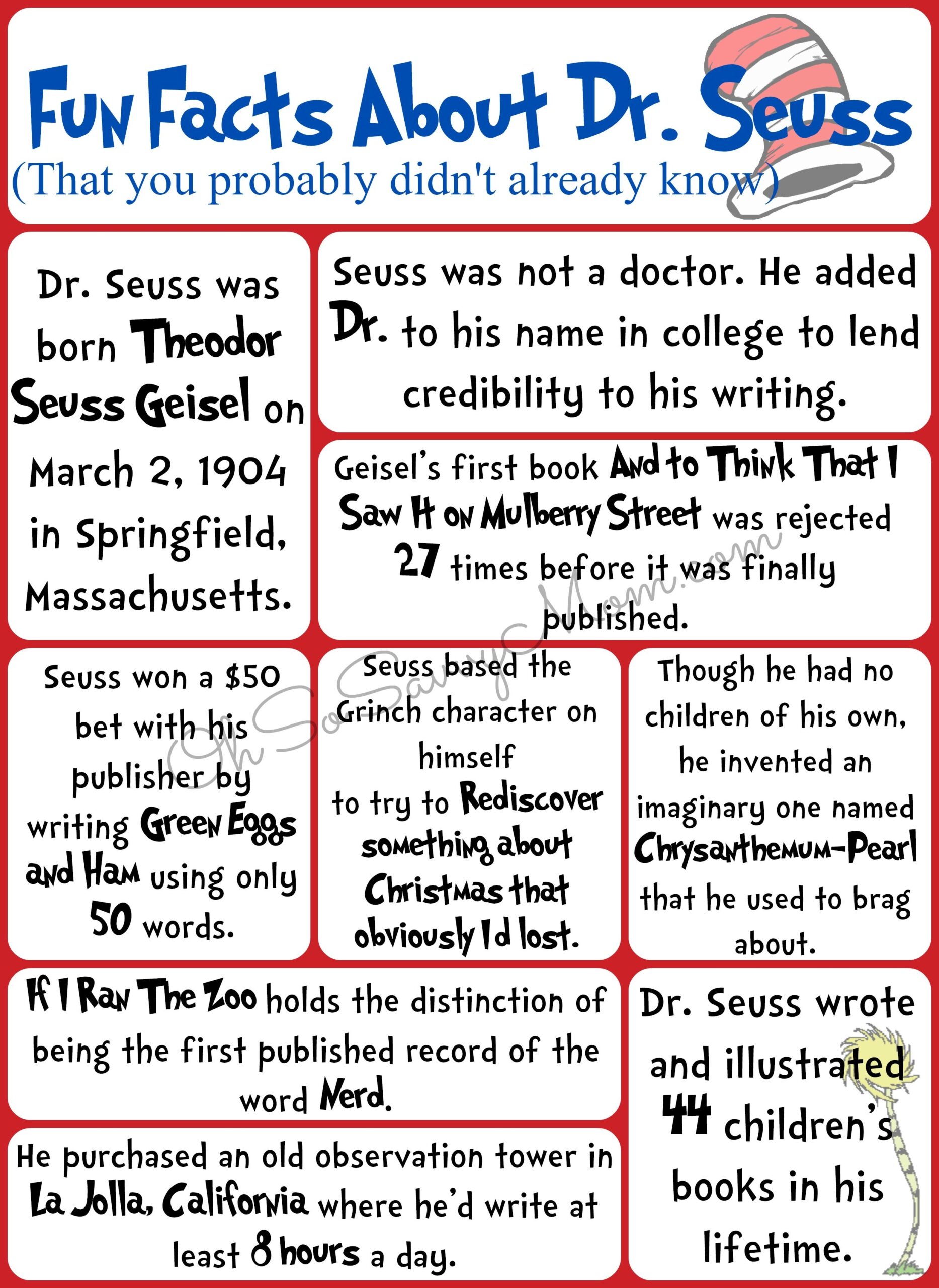 Fun Facts About Dr Seuss You Probably Didnt Know Free Printable Worksheets Library