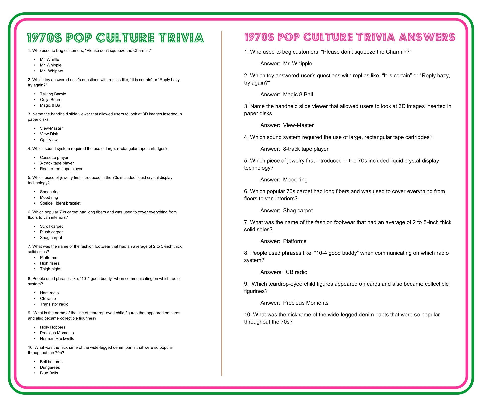 Interesting Printable Quiz Questions