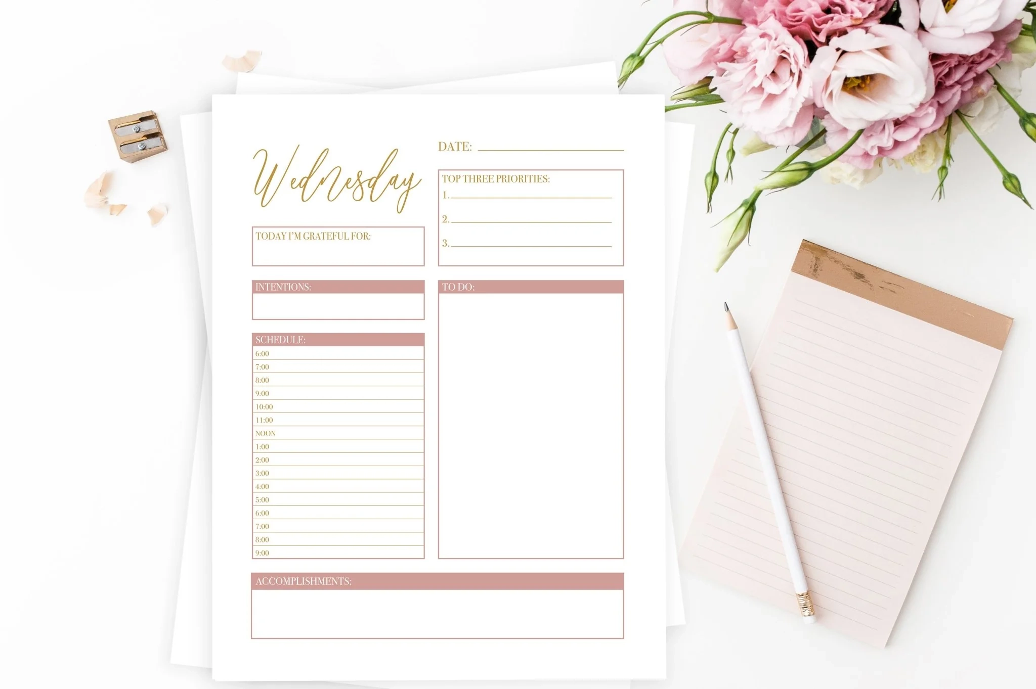 Gold Daily Planner Printables Free Printable Pretty Collected