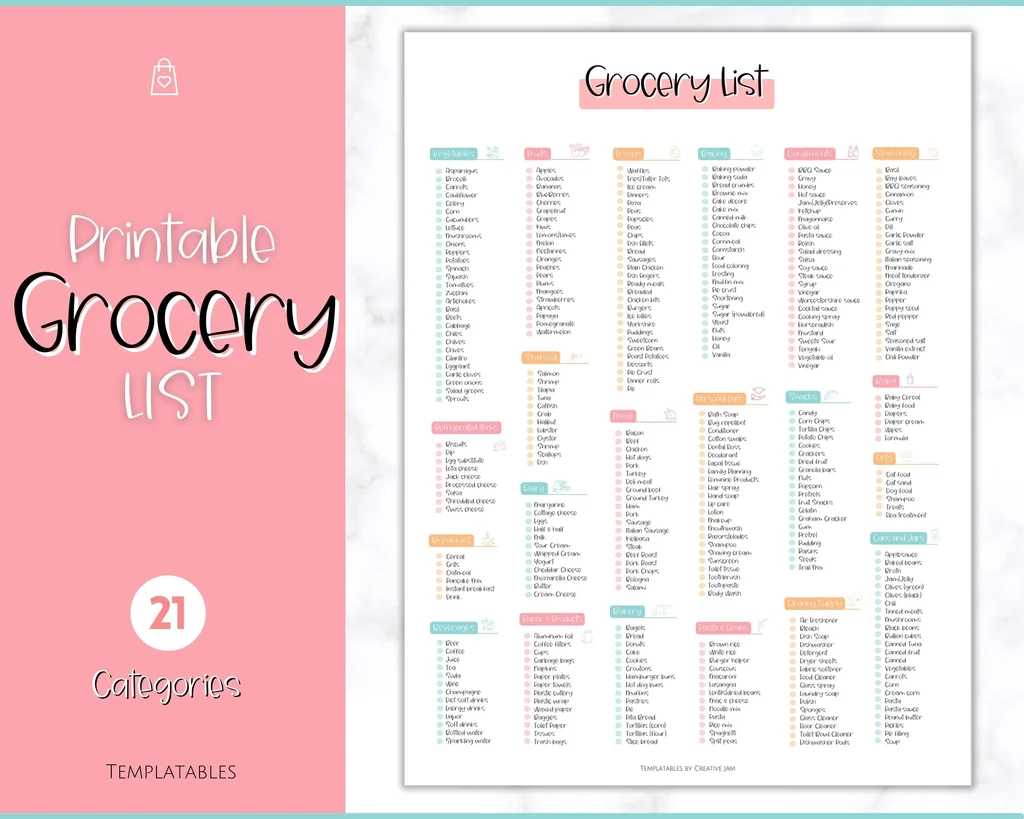 Printable Grocery List With Pictures