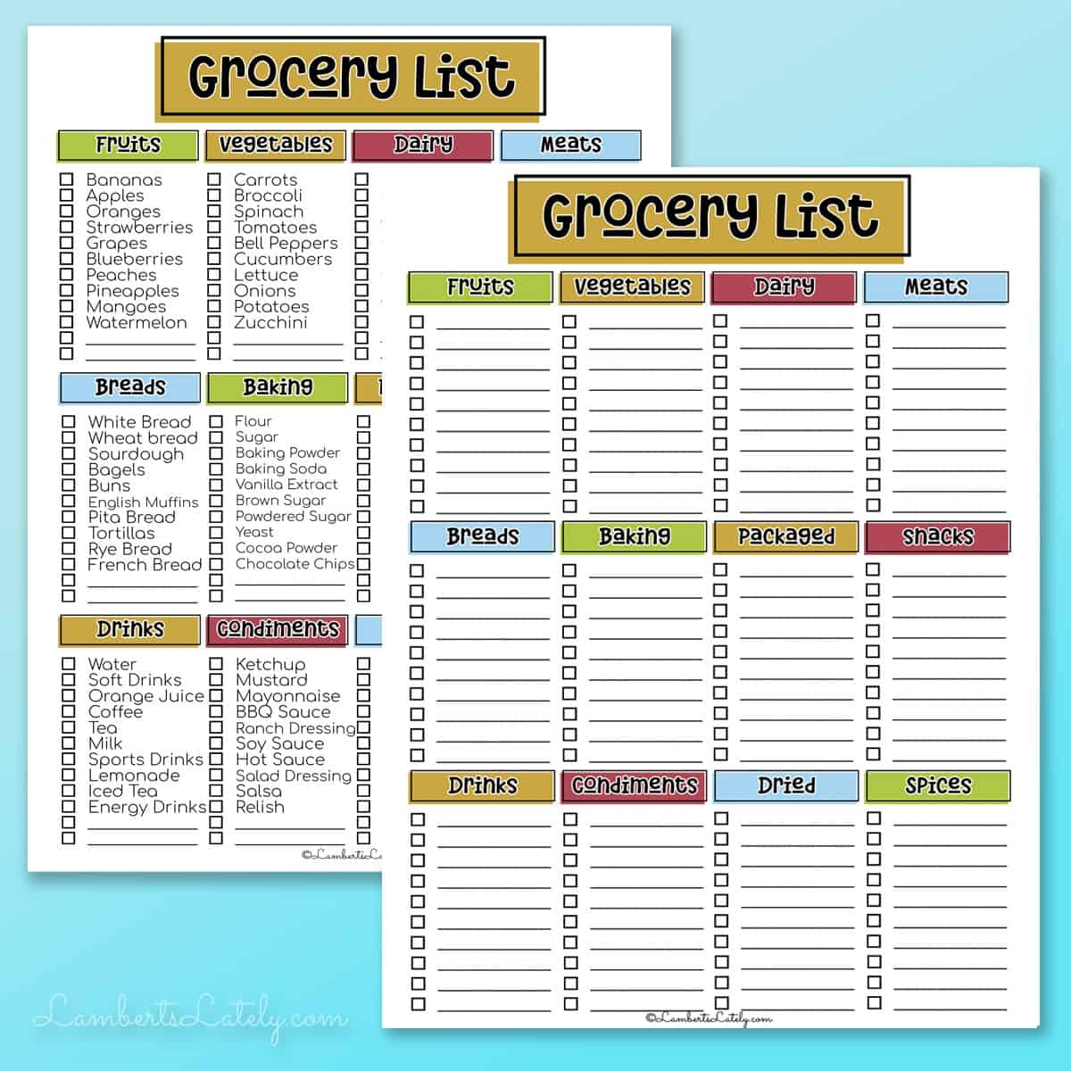 Grocery List Free Printable