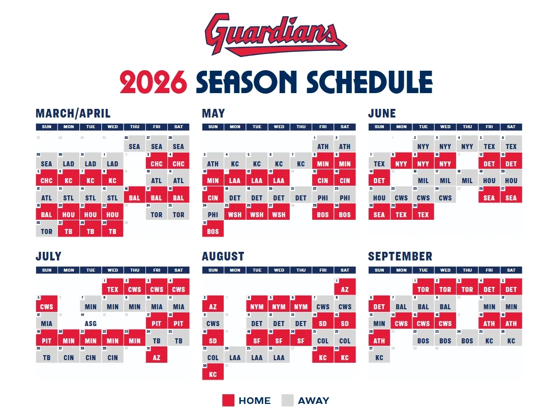 Guardians 2026 Regular Season Schedule R ClevelandGuardians