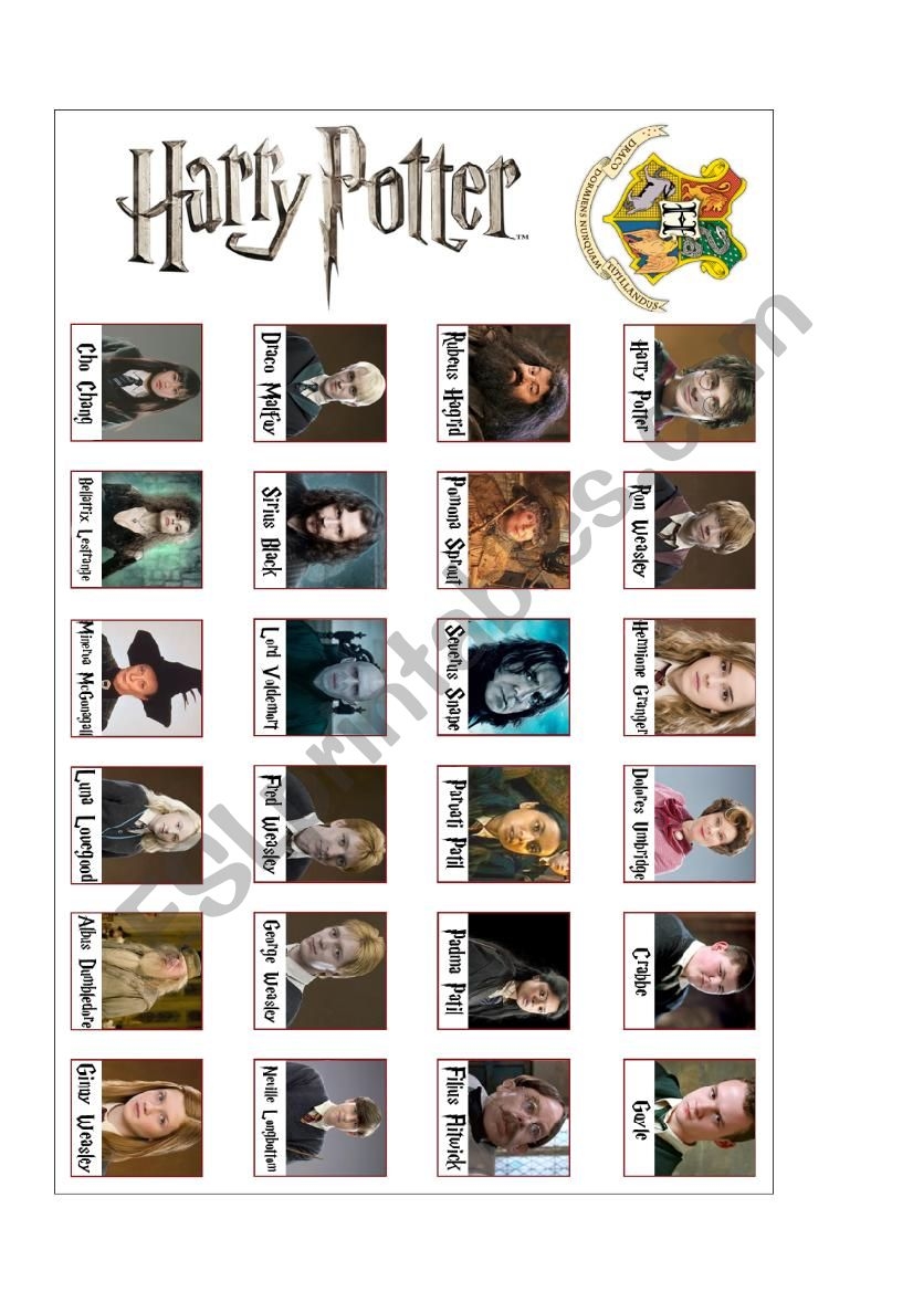Guess The Character Harry Potter ESL Worksheet By Gabriel aubert