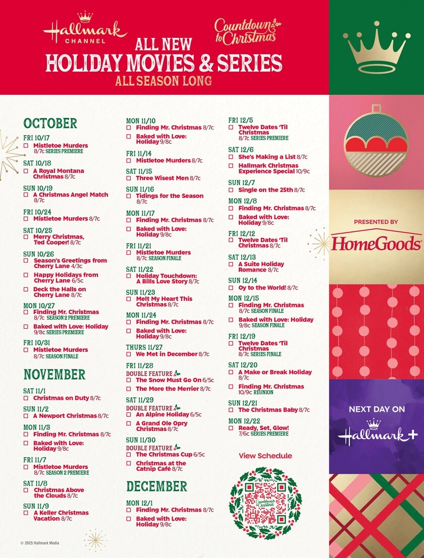 Printable Hallmark Christmas Movies 2026 Schedule