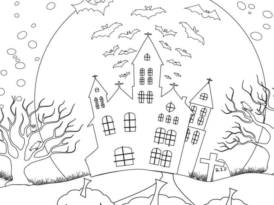 Halloween Coloring Pages For Adults 3 Pages