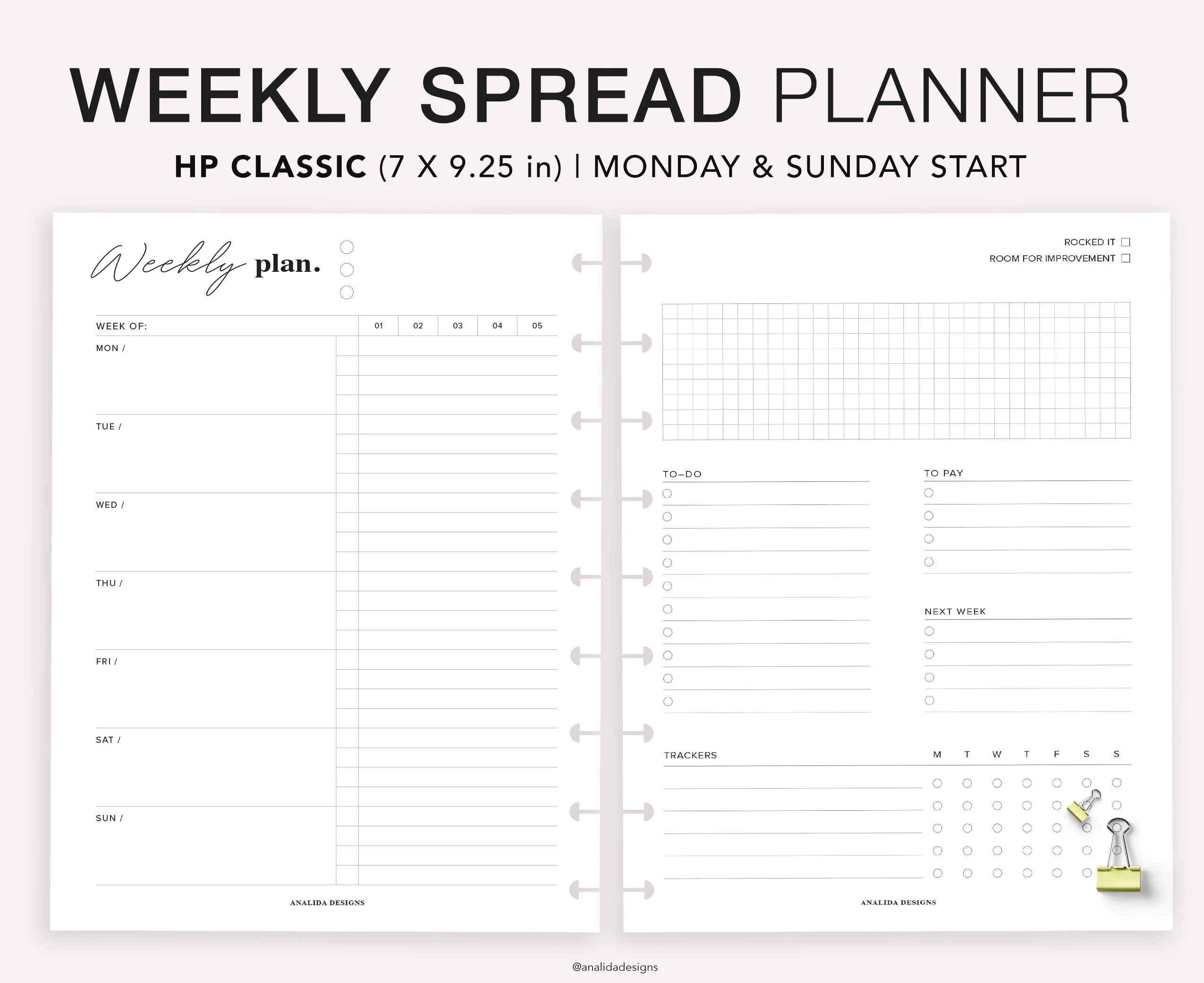 Happy Planner Classic Weekly Schedule Habit Tracker PDF Printable Etsy