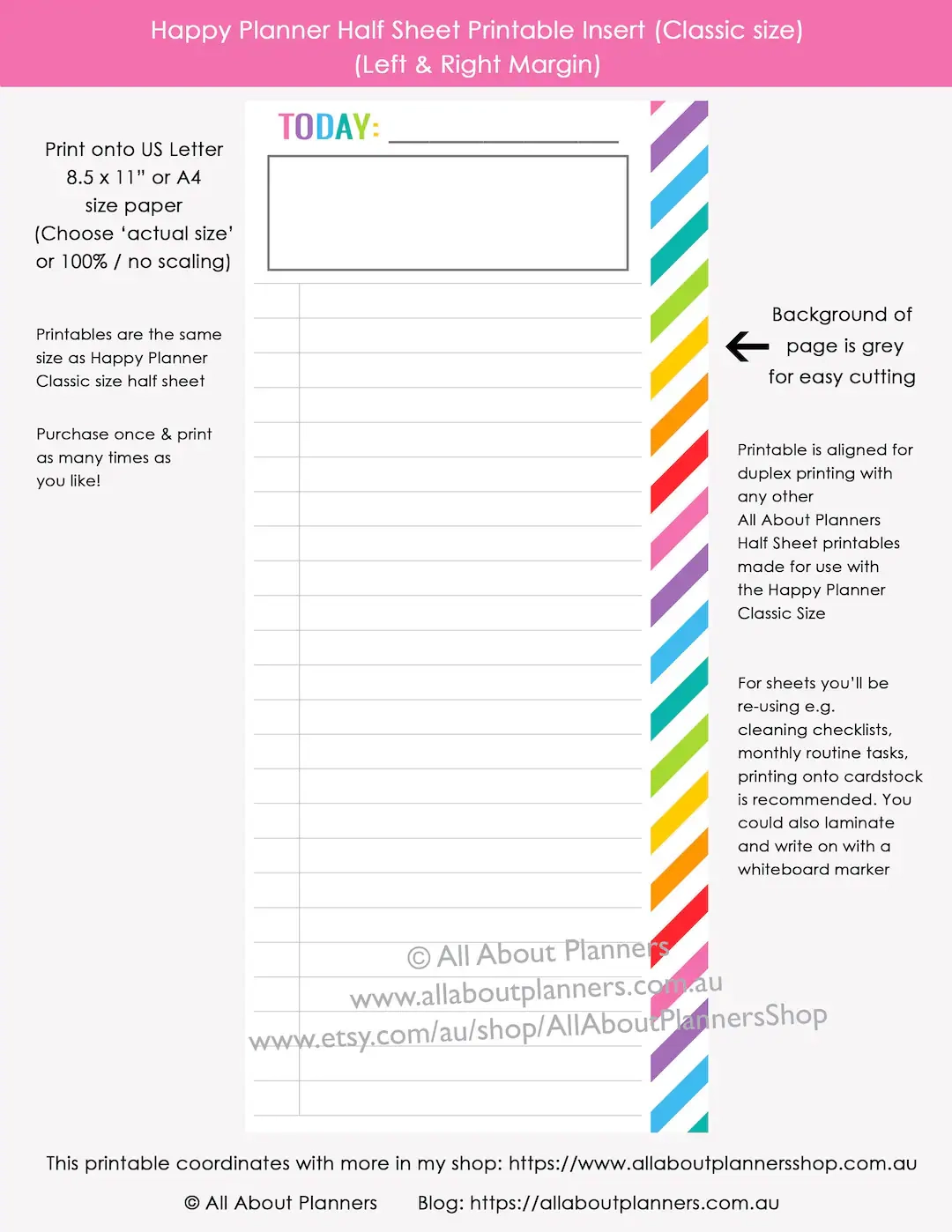 Happy Planner Half Sheet Daily Schedule You Choose Start Time To Do Tasks Checklist Priority Printable Insert Refill Pdf Instant Download Etsy