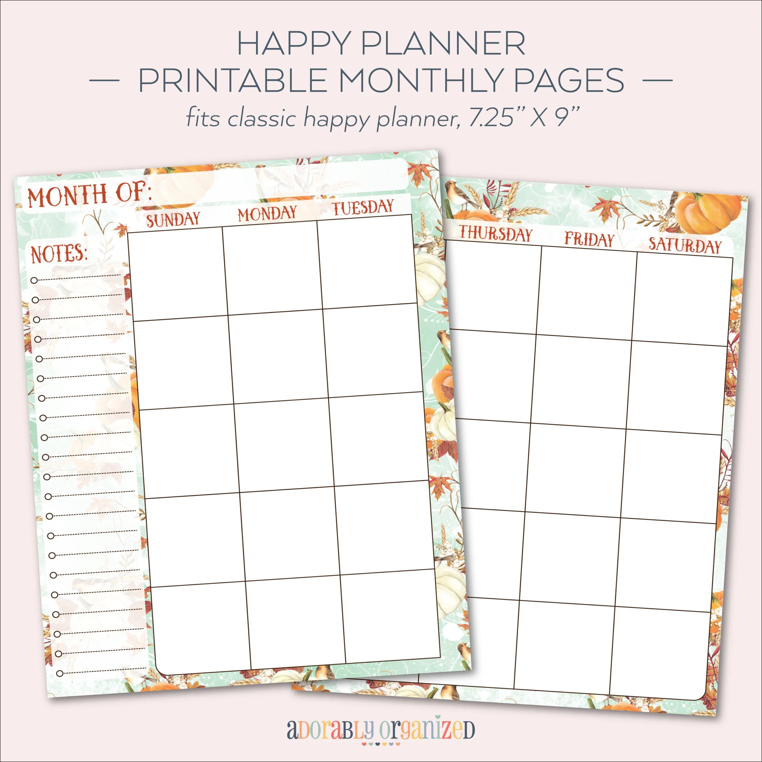 Happy Planner Monthly Planner Printable