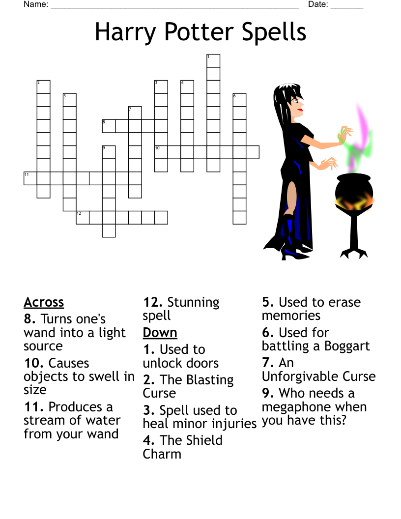 Harry Potter Trivia Crossword Printable