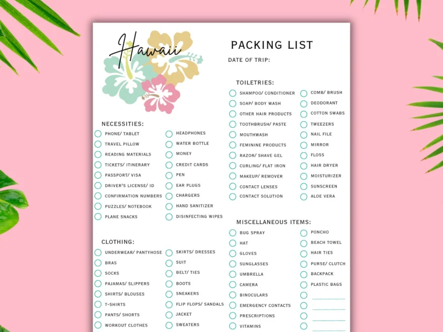 Hawaii Packing List Editable Printable Canva Template Etsy