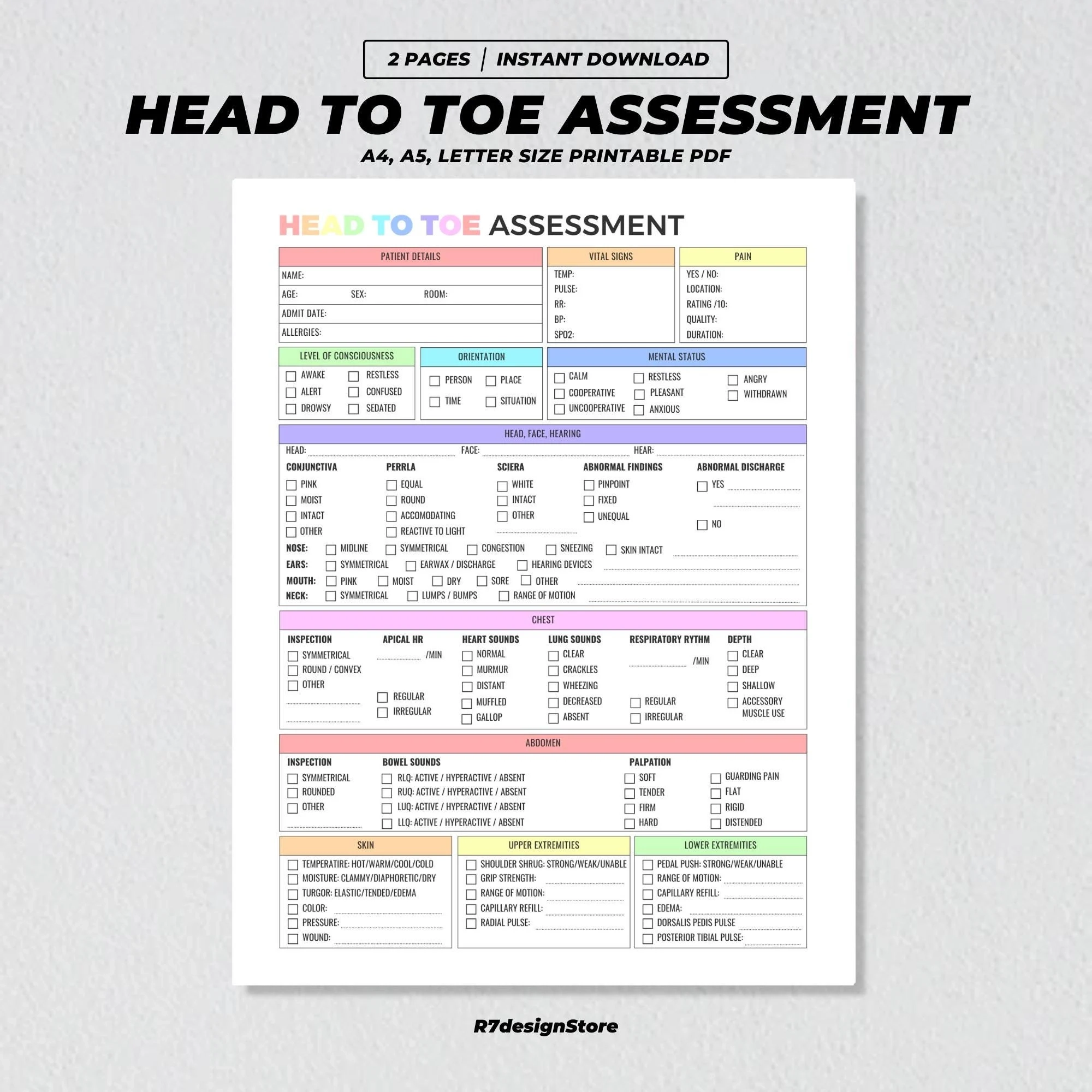 Printable Health Assessment Check Off List Printable Health Assessment Check Off List