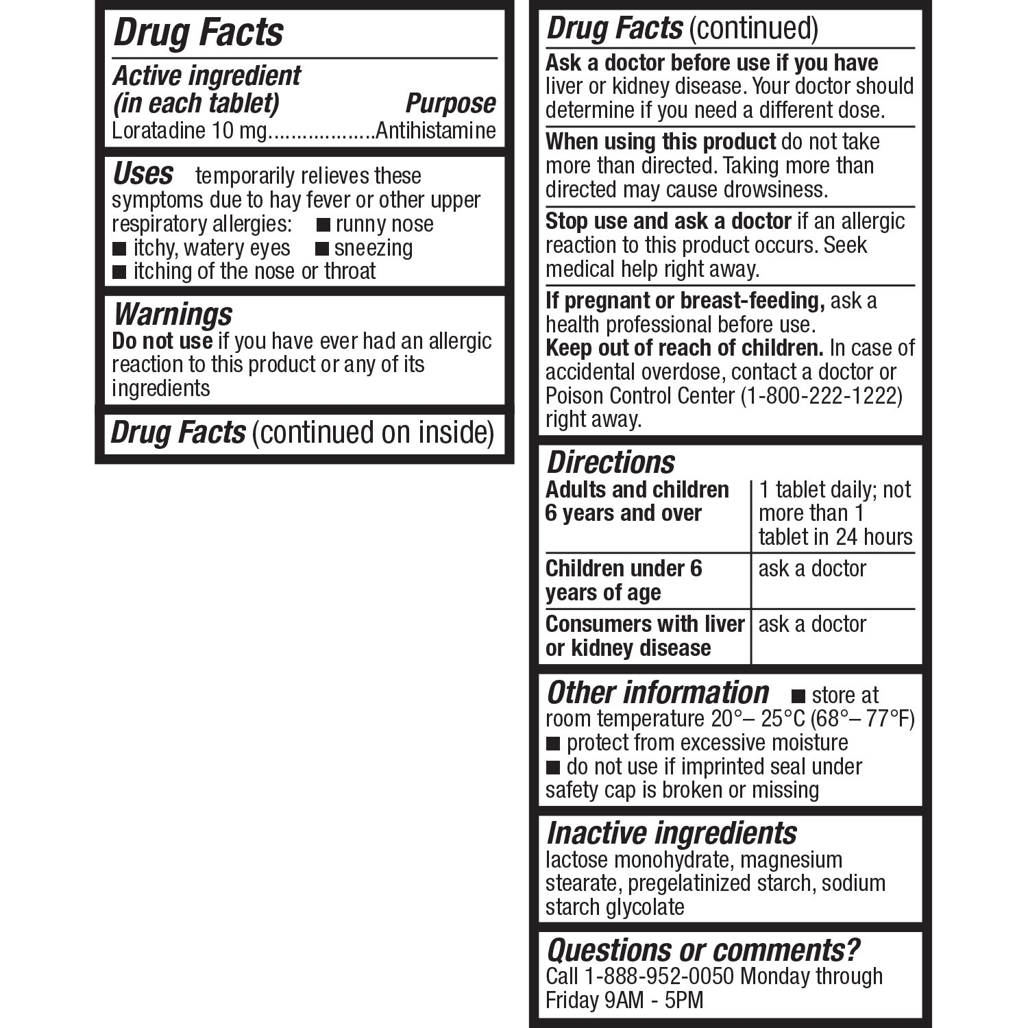 HealthA2Z Allergy Relief Loratadine 10mg Antihistamine Relief From Itchy Throat Sneezing Runny
