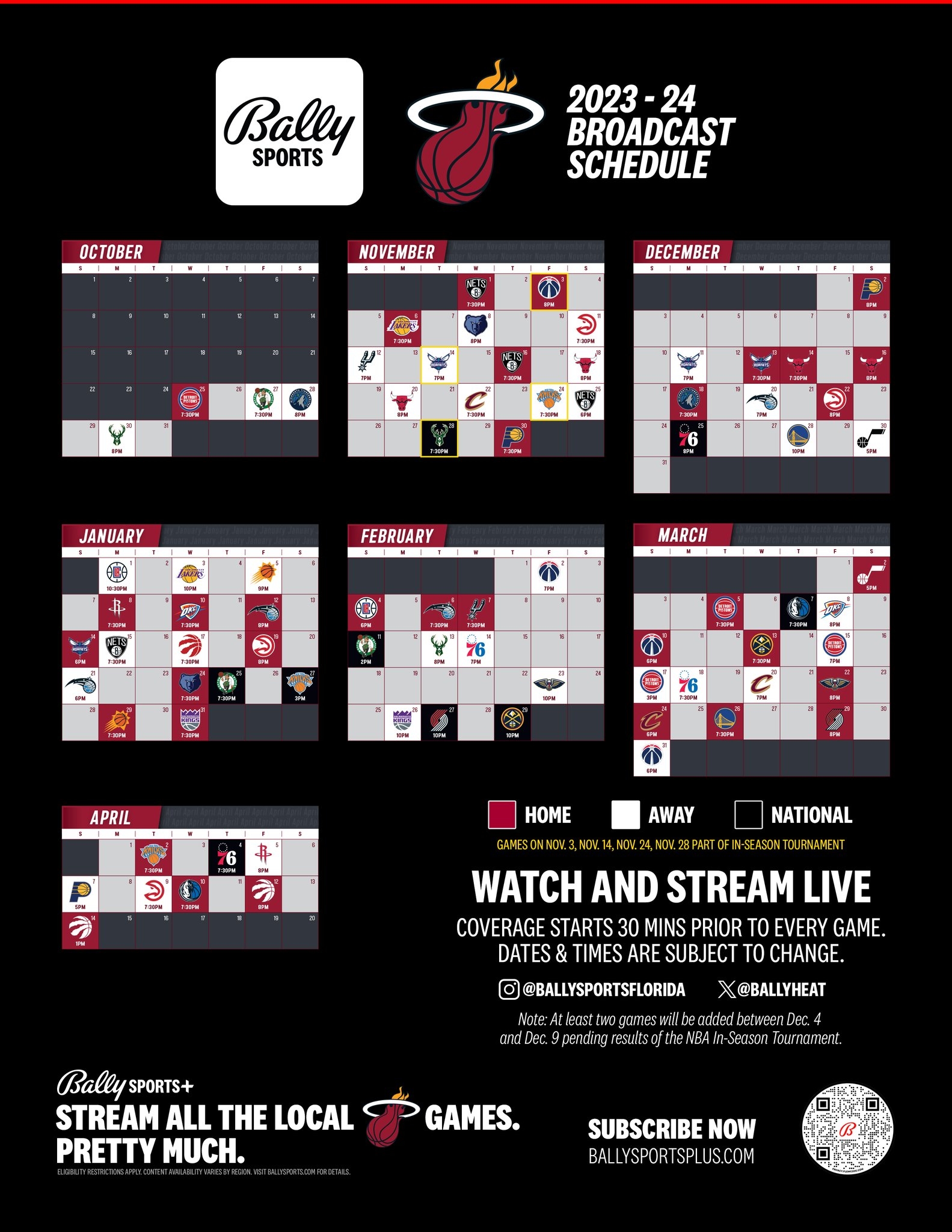 HEAT On FanDuel Sports Network On X Bally Sports Announces Miami Heat Broadcast Schedule For The 2023 24 Regular Season Starting With The Season Opener On Oct 25 Check Out The Full Schedule