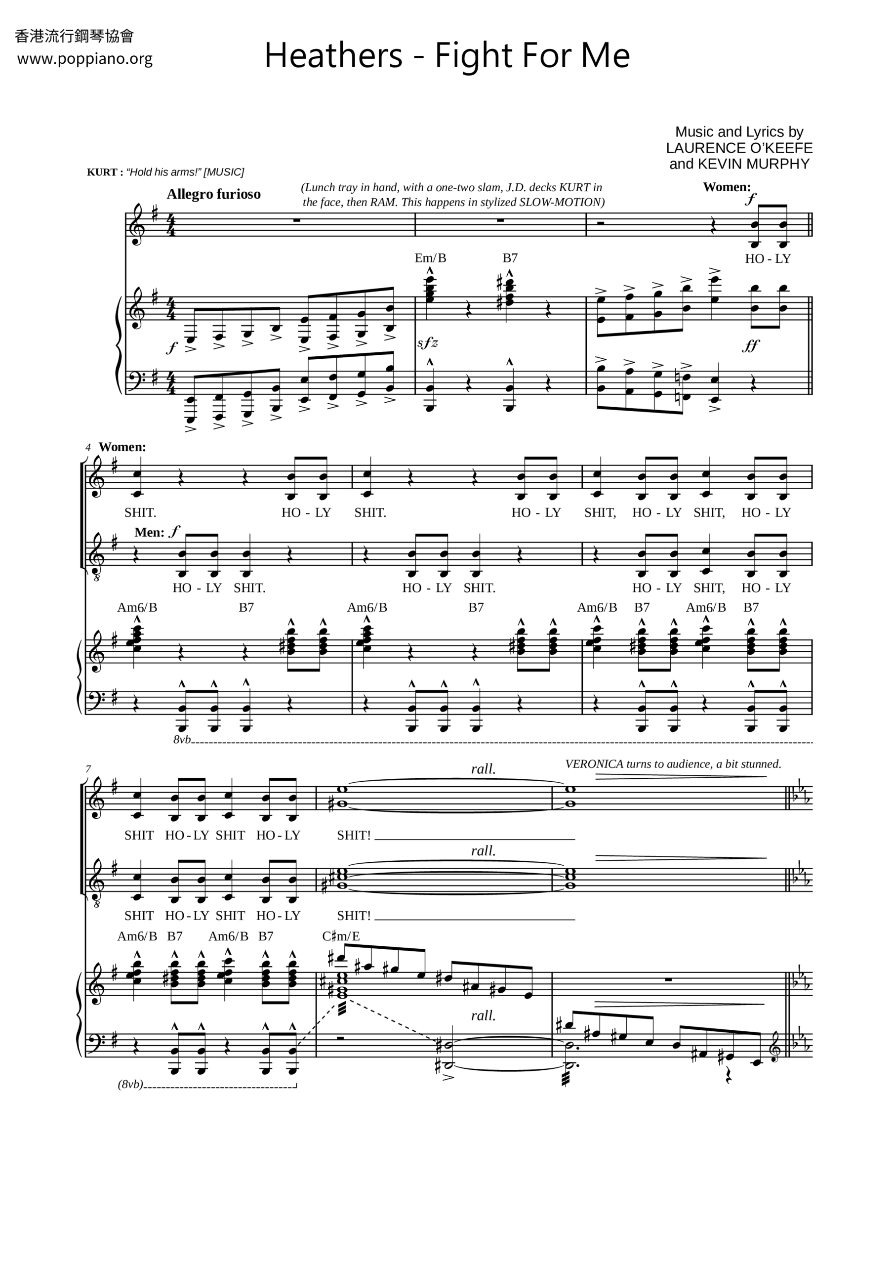  Heathers Fight For Me Sheet Music Pdf Free Score Download 