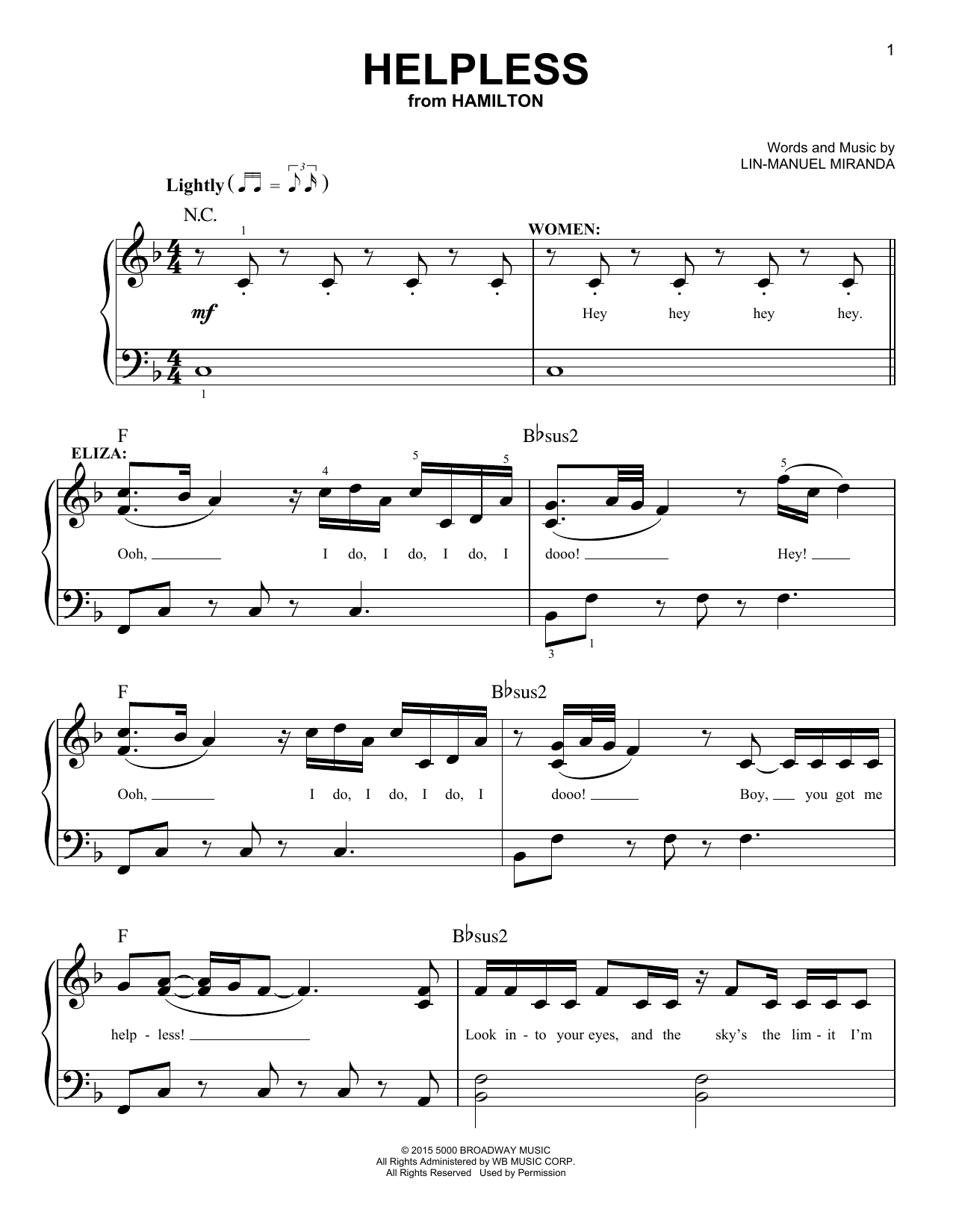 Hamilton Piano Sheet Music Free Printable