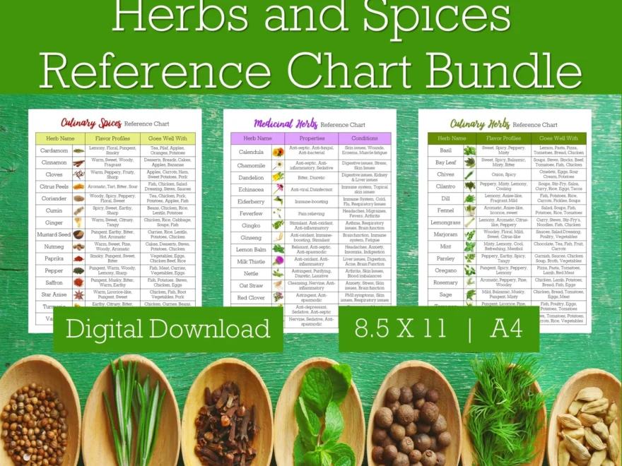 Herbs Spices Reference Charts Holistic Lifestyle Guide