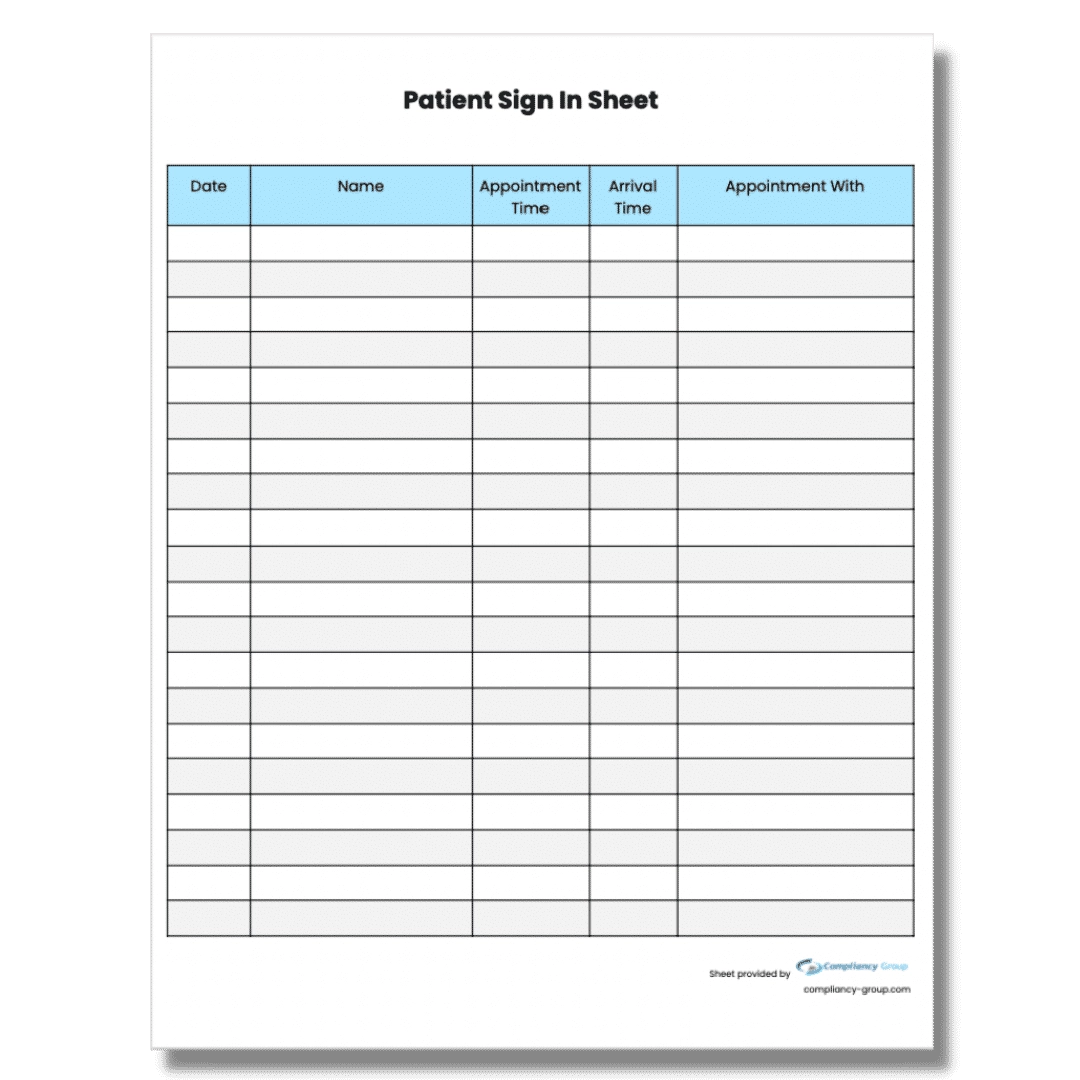 Printable Patient Sign In Sheet