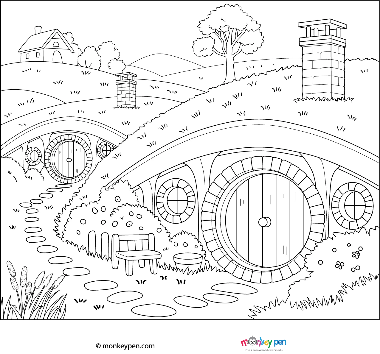 Adult Coloring Sheets Printable Hobbit Hole