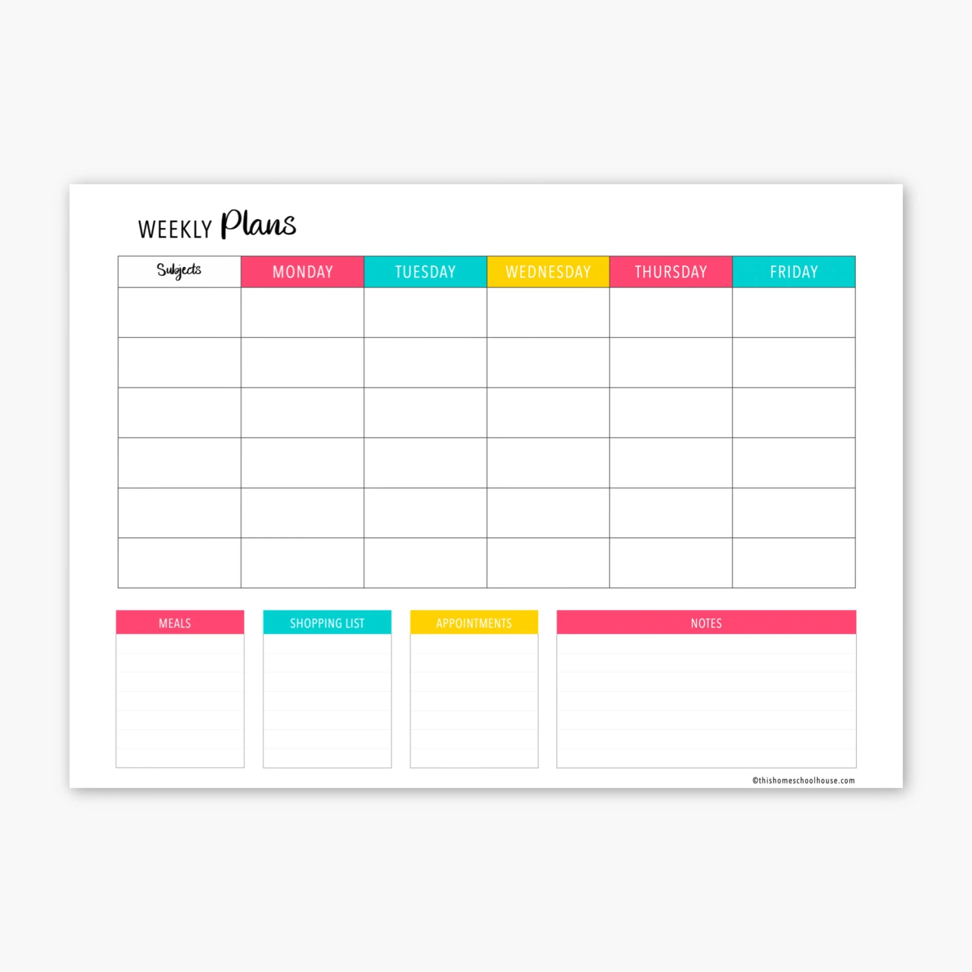 Printable Homeschool Planner Pages Editable