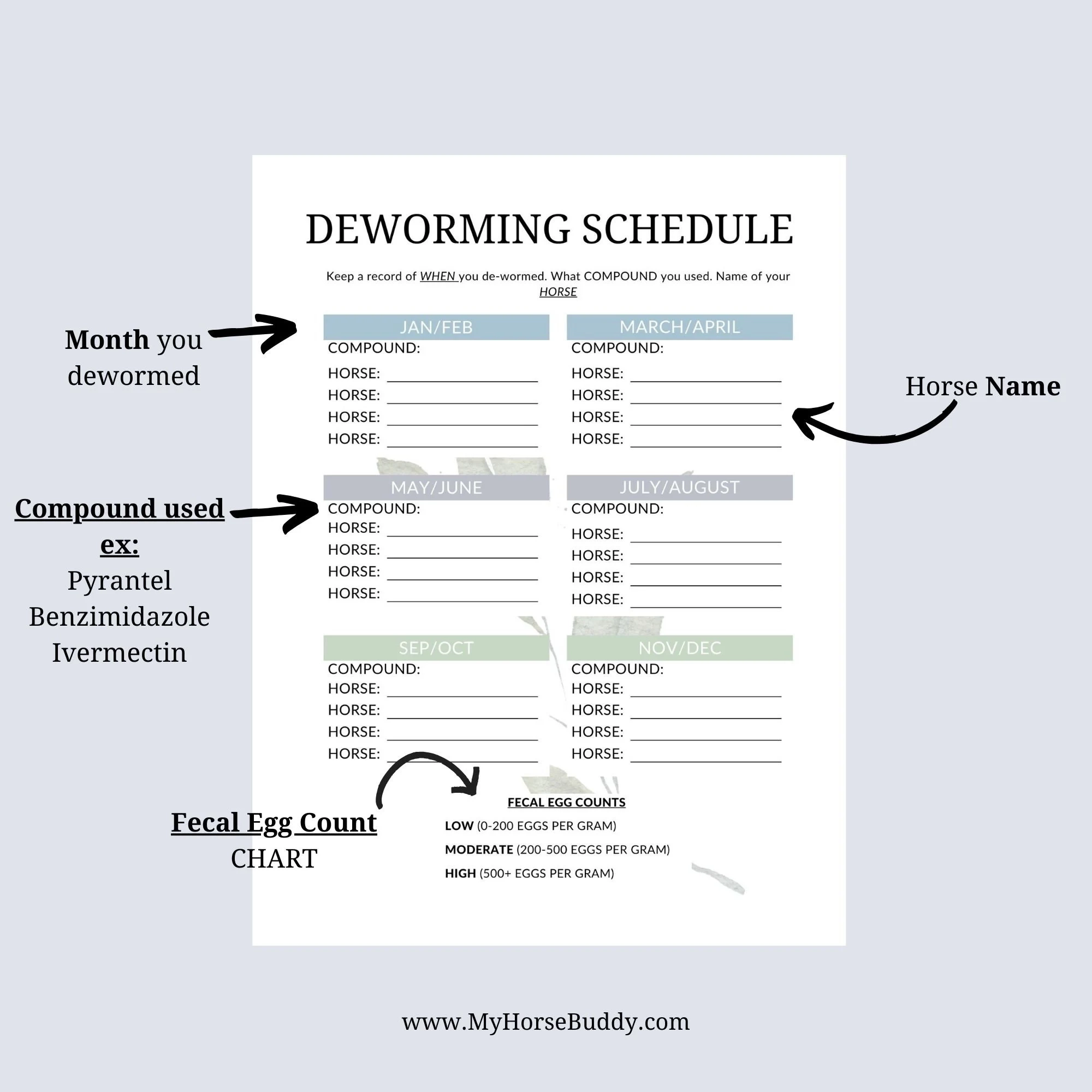 Printable Horse Worming Schedule