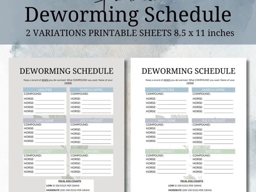 Horse Deworming Schedule Printable Horse Deworming Schedule Digital Download Get Yours Today Etsy