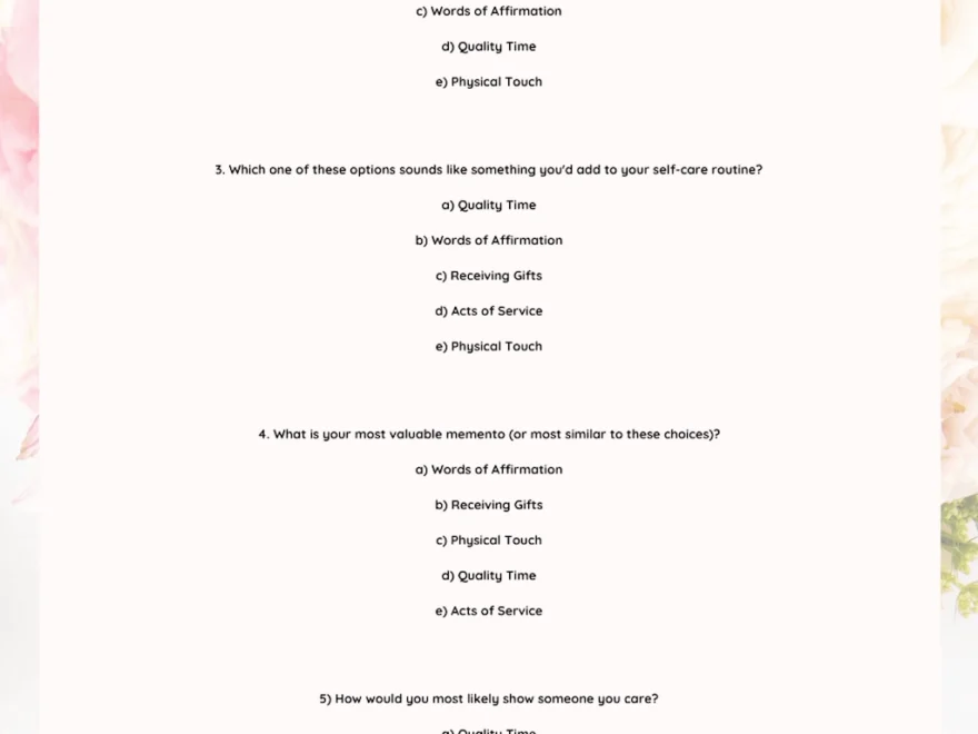 How To Find Your Self Love Language Printable Quiz NunziaDreams