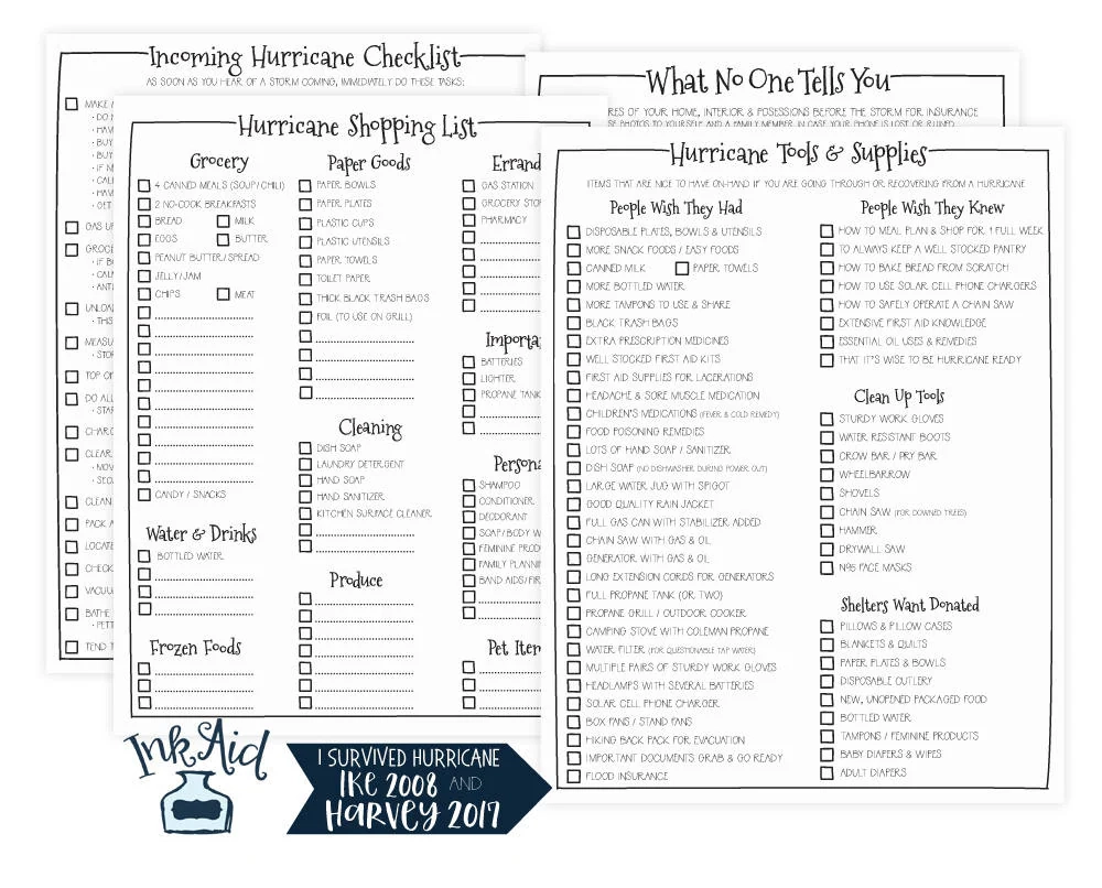 Printable Hurricane Supply List Printable Hurricane Supply List