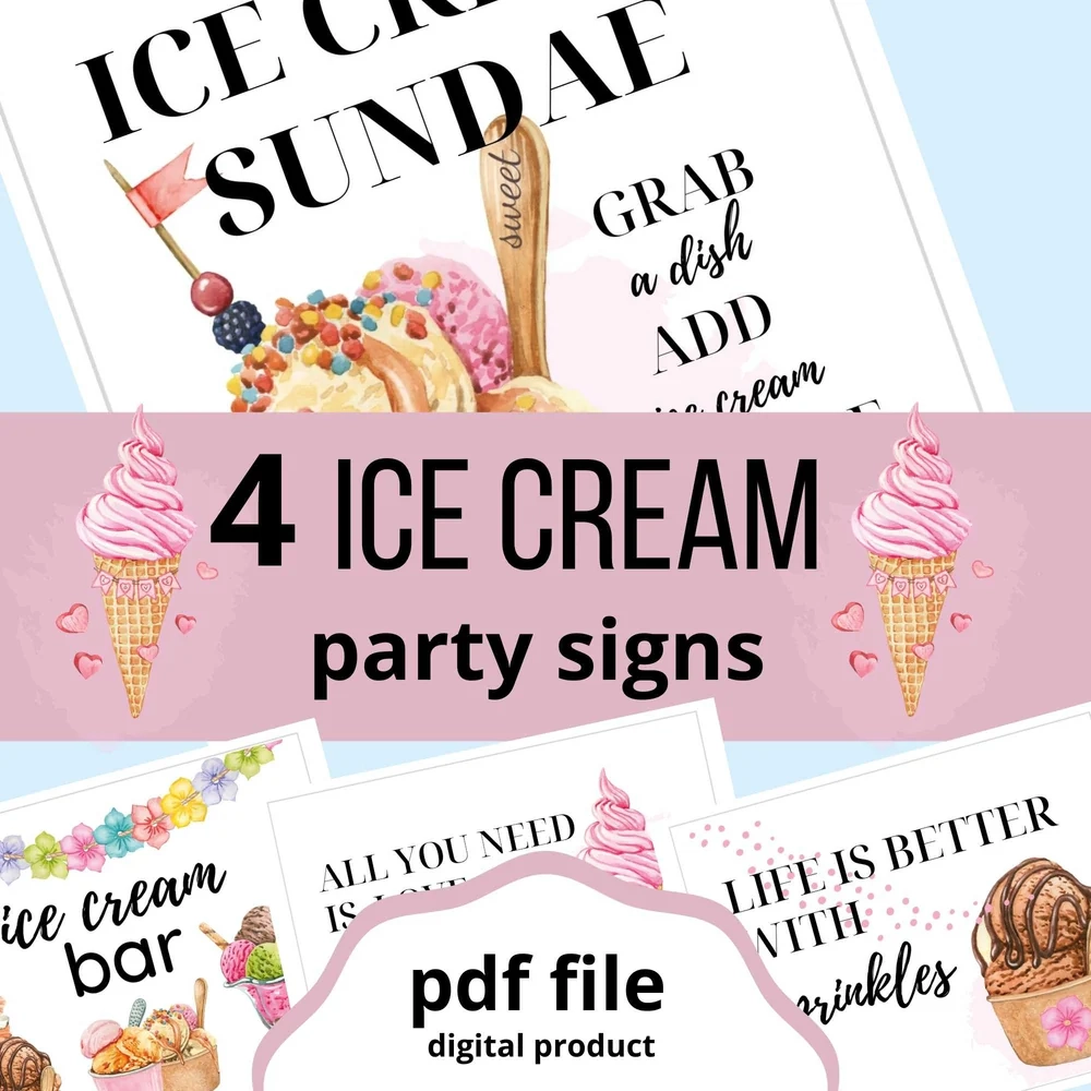 Ice Cream Party Signs pdf Relaxed Hostess